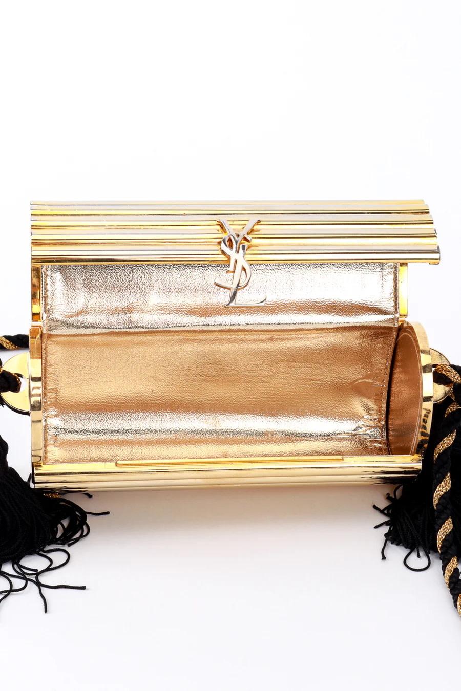 Yves Saint Laurent Vintage Minaudière Opium Box Bag Gold Metal 1980s In Good Condition For Sale In Montreal, Quebec