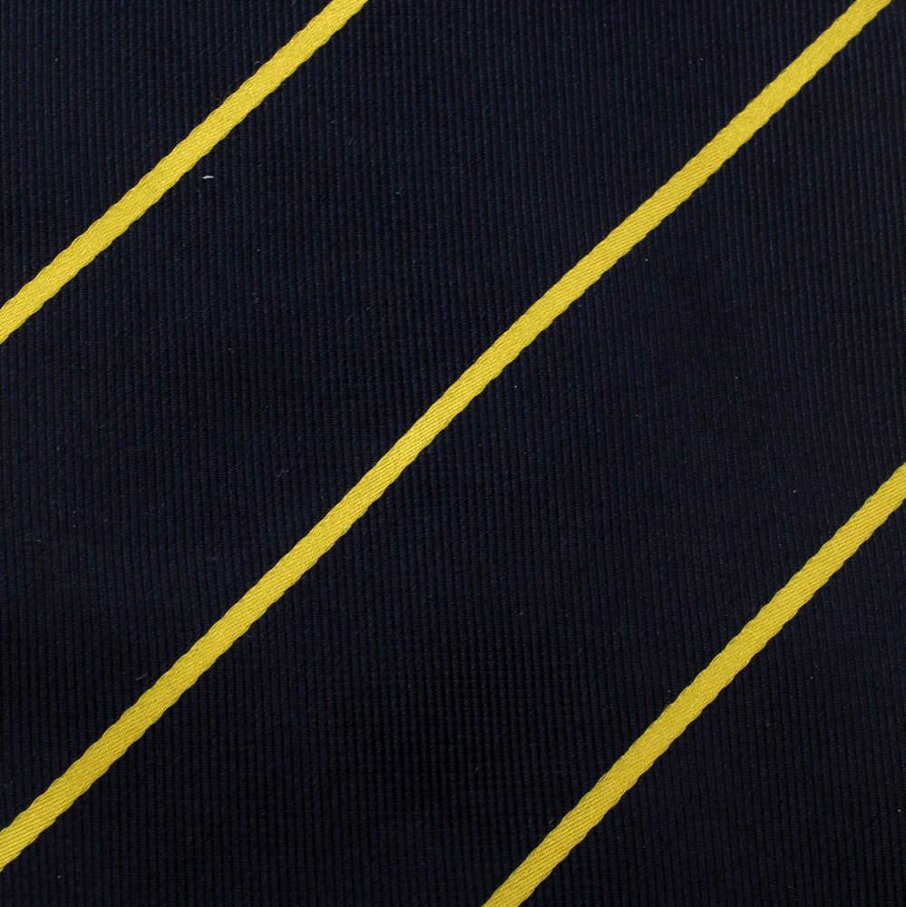 Yves Saint Laurent Vintage Navy Blue and Yellow Striped Silk Tie In Good Condition For Sale In Dubai, Al Qouz 2