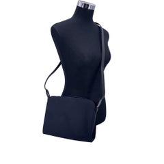 Yves Saint Laurent Vintage Navy Blue Satin YSL Logo Shoulder Bag