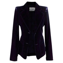 Yves Saint Laurent Vintage Navy Blue Velvet Open Blazer