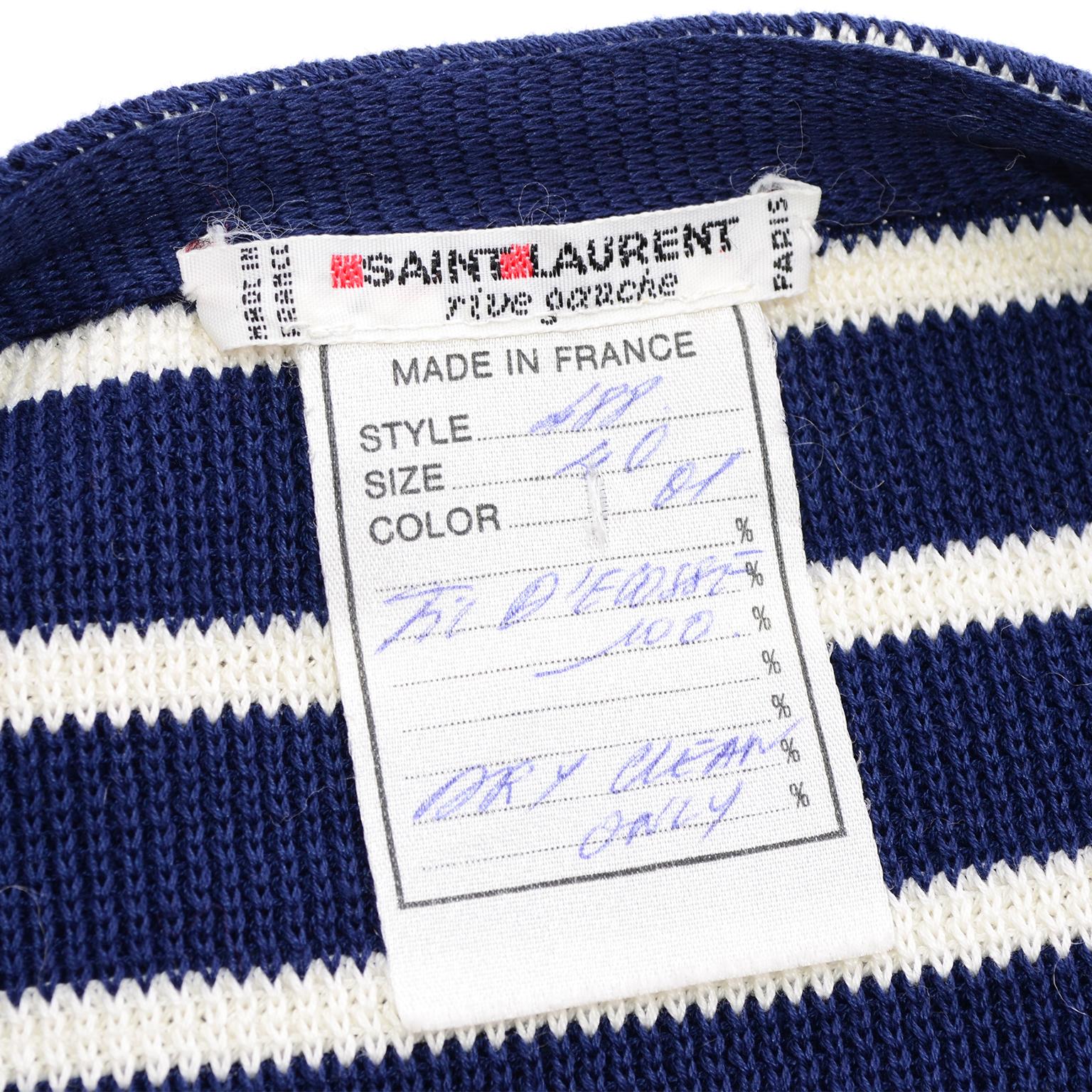 Yves Saint Laurent Vintage Navy & White Stripe Cotton Nautical Style Jacket 5