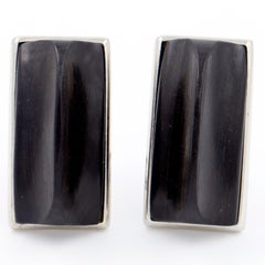 Yves Saint Laurent Vintage Oversized Black Ebony  Wood Earrings
