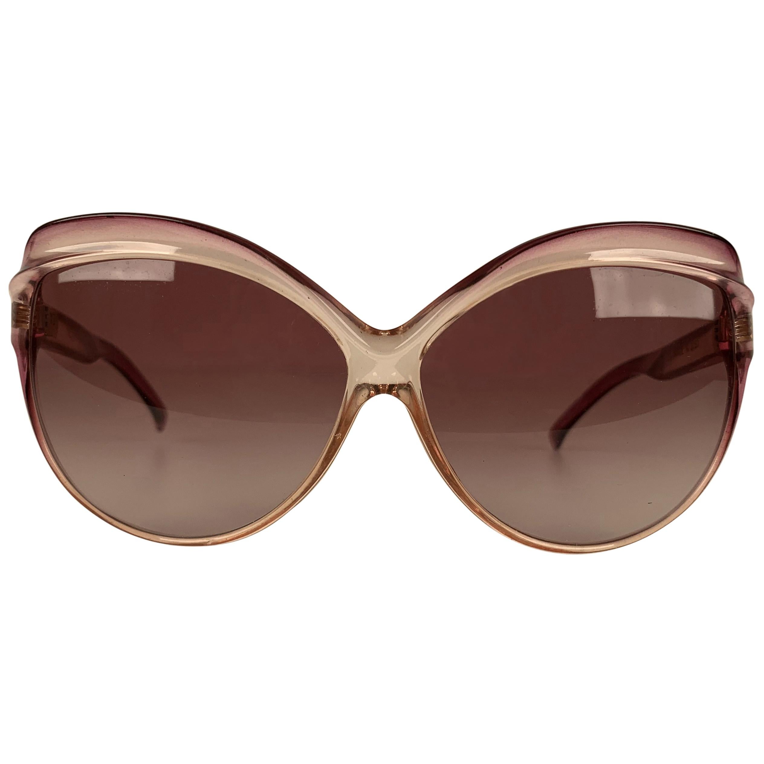 Yves Saint Laurent Vintage Pink Butterfly Oversized Sunglasses 8057
