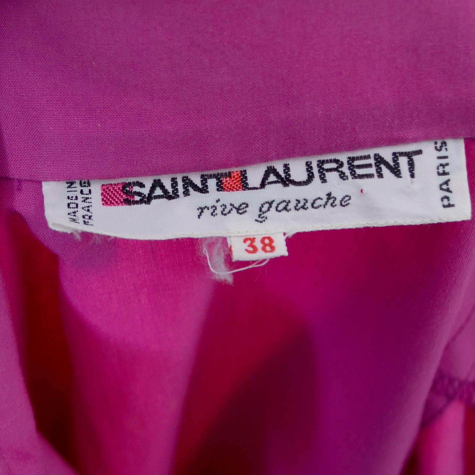 Yves Saint Laurent Vintage Pink Cotton Dress With Front Zipper & 2 Belt Options For Sale 7