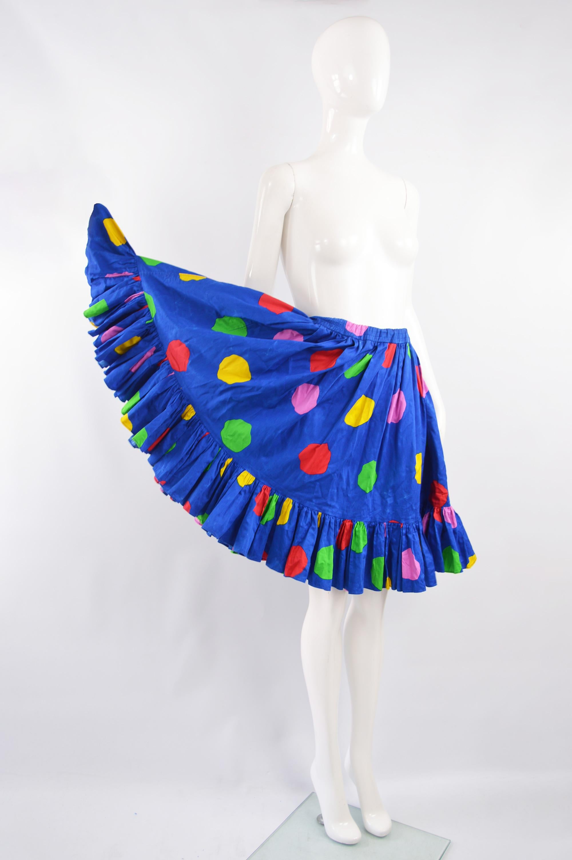Blue Yves Saint Laurent Vintage Polka Dot Skirt For Sale