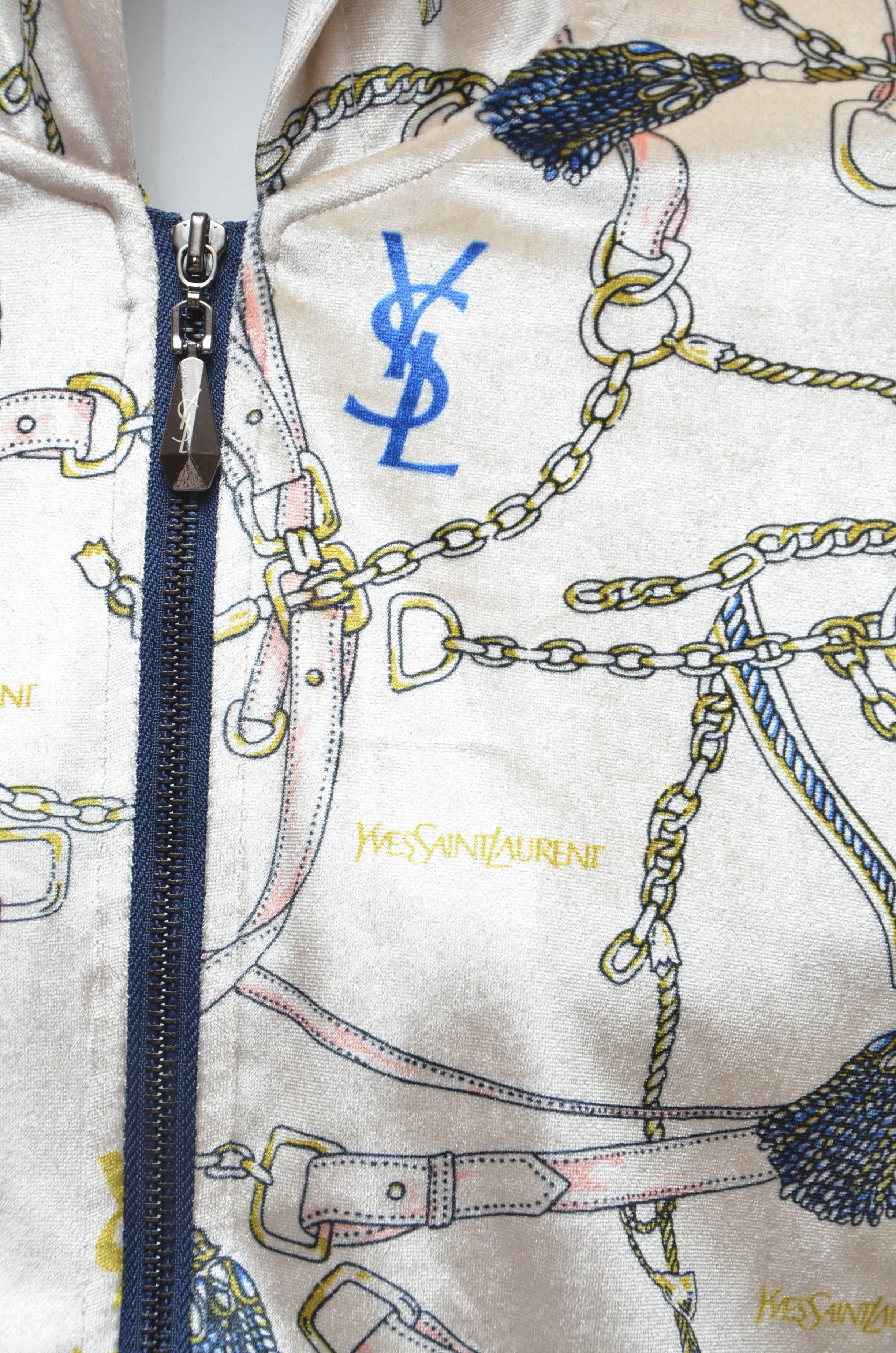 Yves Saint Laurent Vintage Printed Track Suit Logo Print All Over  In Excellent Condition In New York, NY