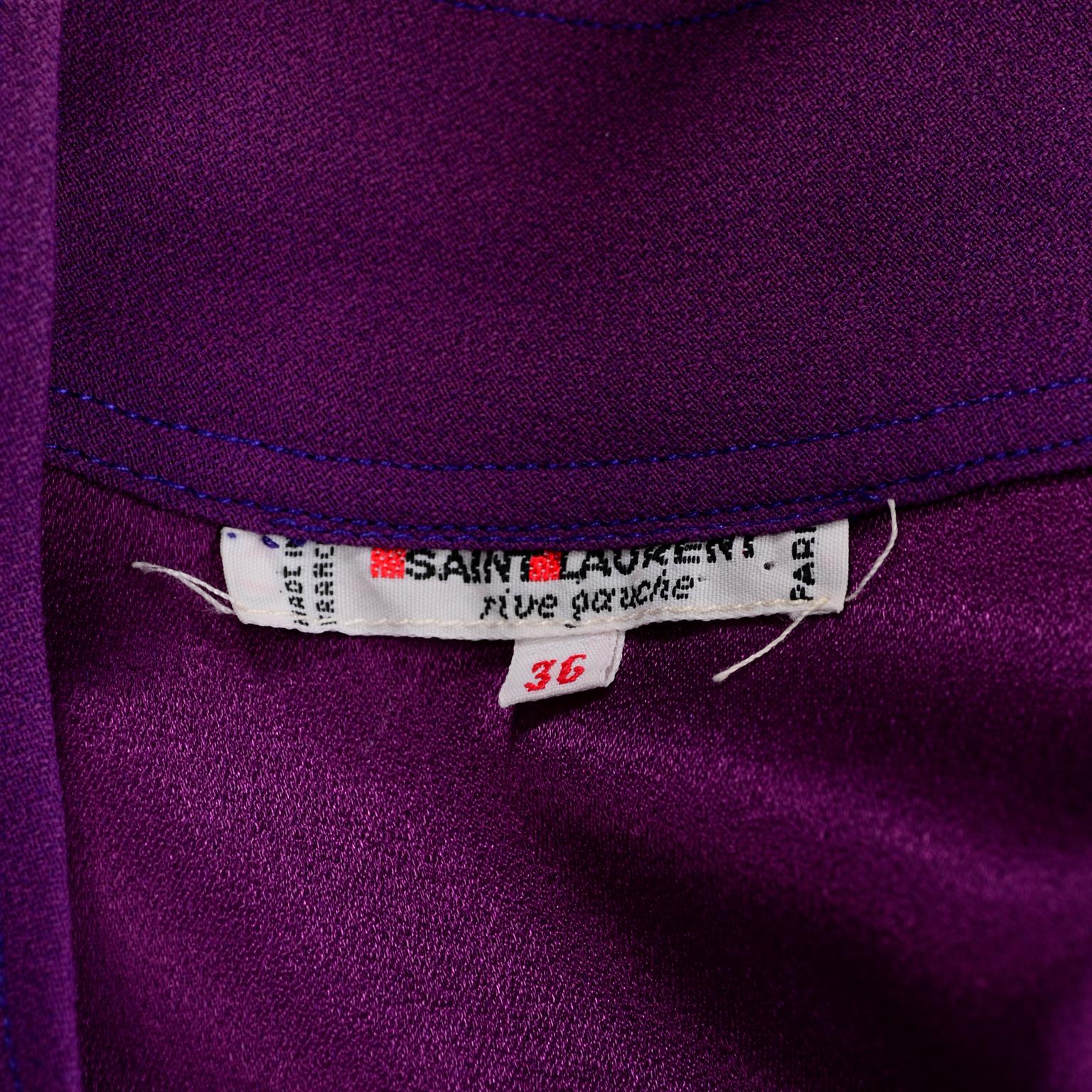 Yves Saint Laurent Vintage Purple Silk Crepe Top With Peek a Boo Cutout 3