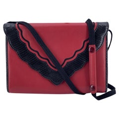 Yves Saint Laurent Borsa a tracolla convertibile in pelle nera e rossa vintage
