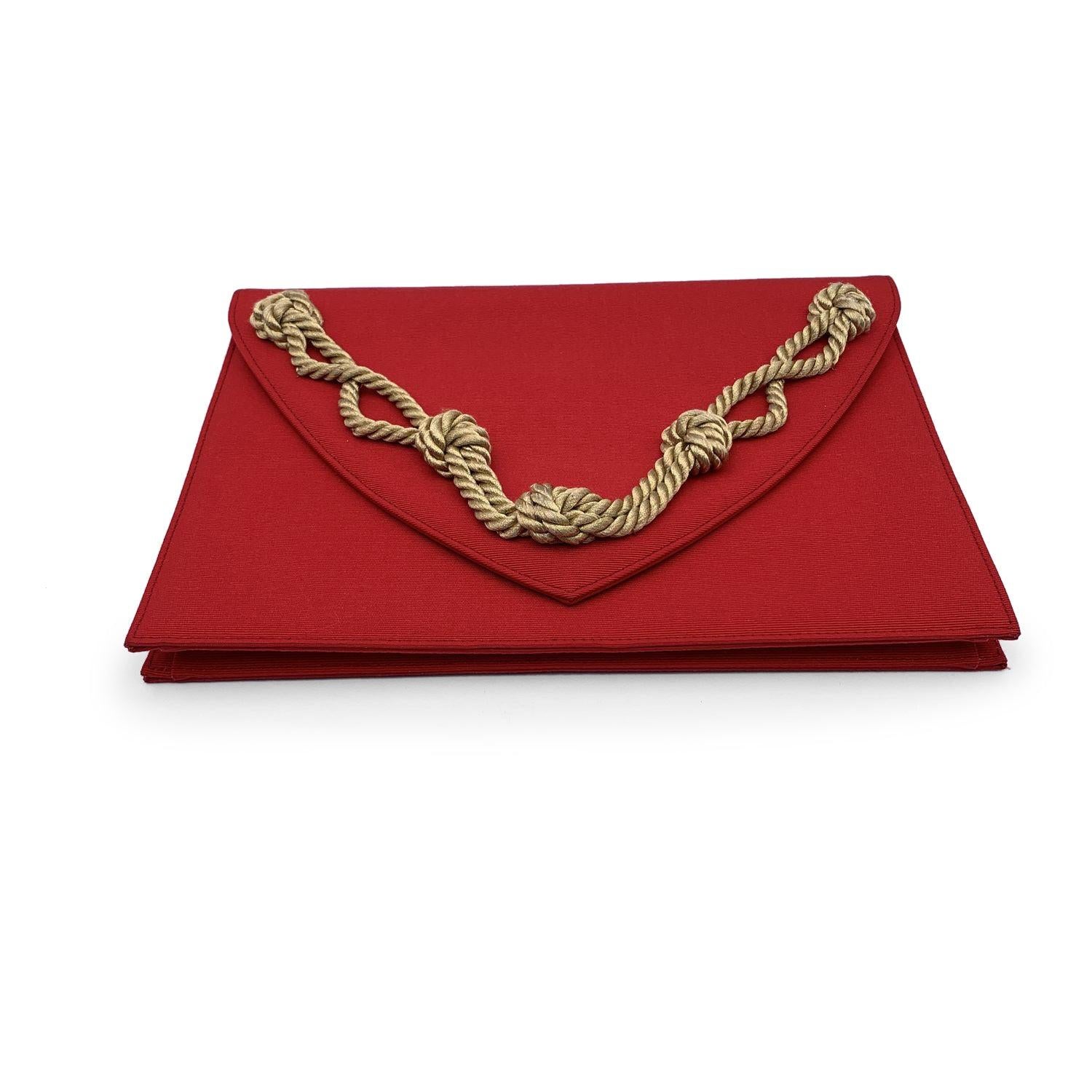 Women's Yves Saint Laurent Vintage Red Gros Grain Golden Cord Clutch Bag