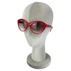 Yves Saint Laurent Vintage Rote Strass-Sonnenbrille mit Katzenaugen c1980