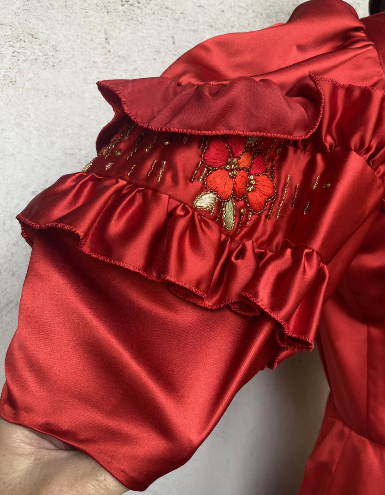 Yves Saint Laurent Vintage Rotes Seidenkleid aus Seide im Angebot 1