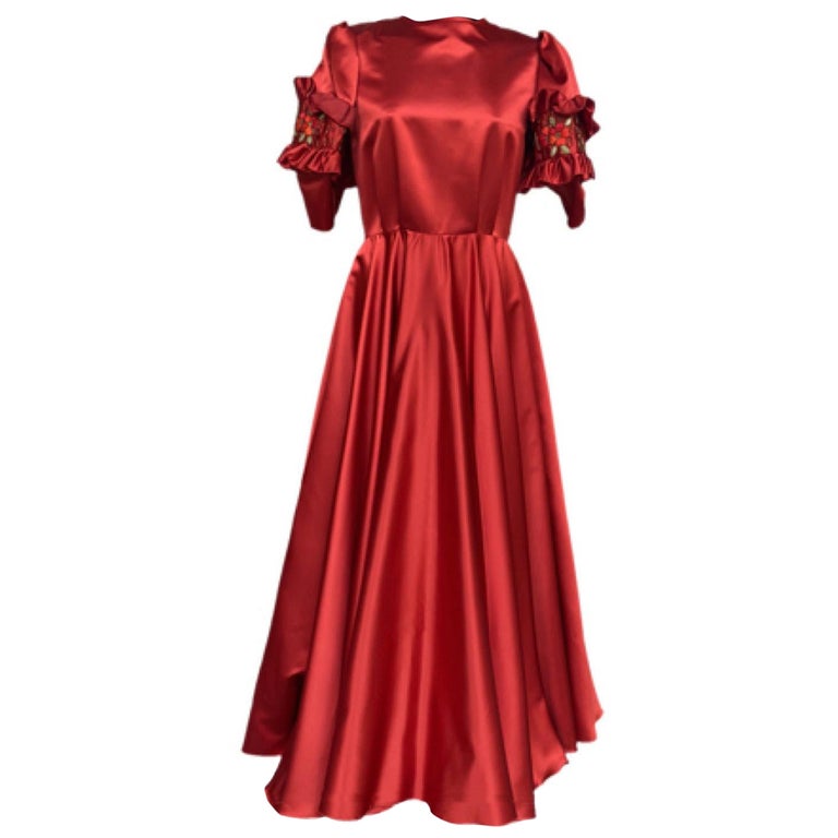 Yves Saint Laurent Vintage red silk Dress For Sale at 1stDibs
