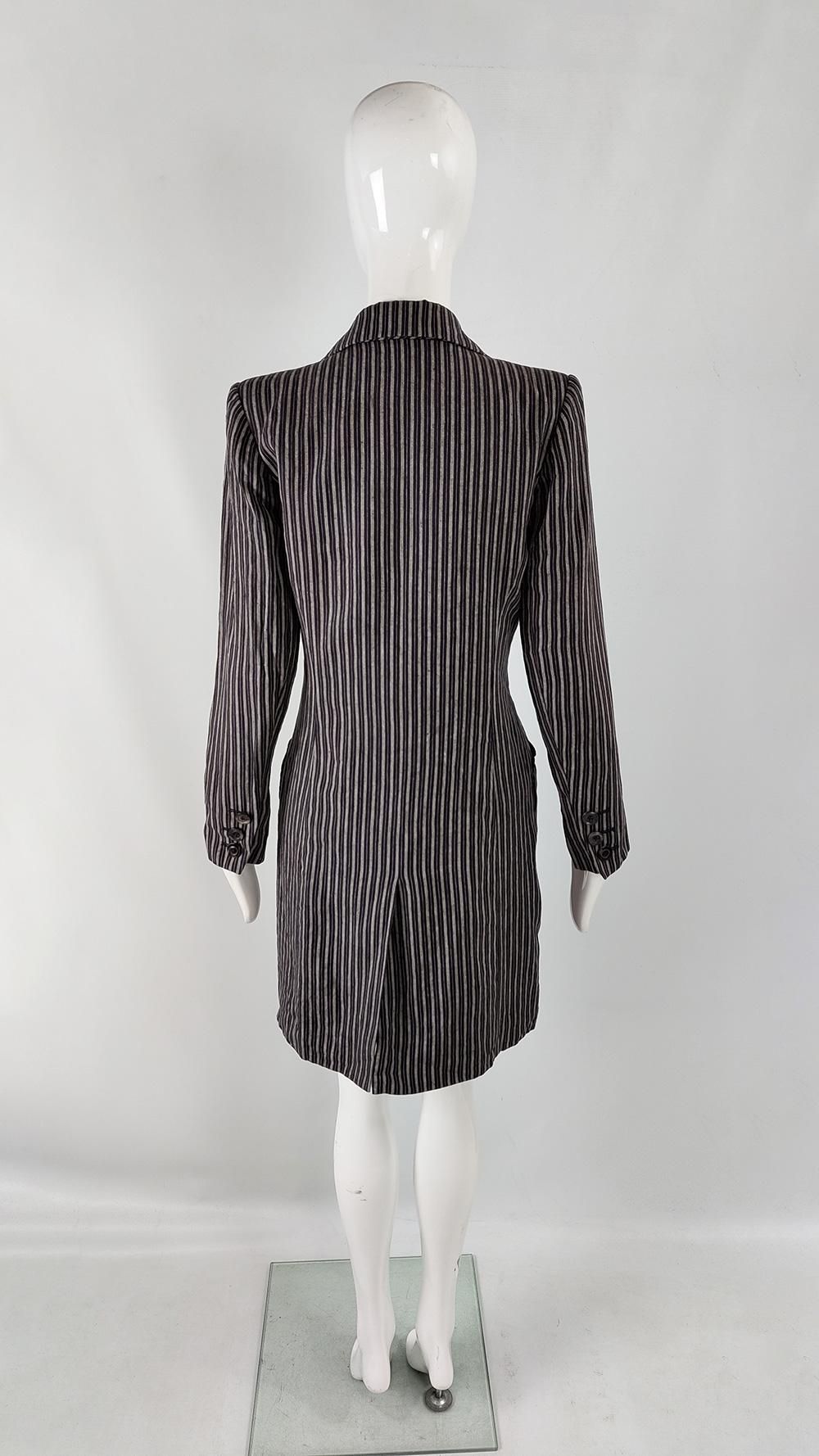 Yves Saint Laurent Vintage Rive Gauche 80s 90s Striped Linen Jacket Coat 3