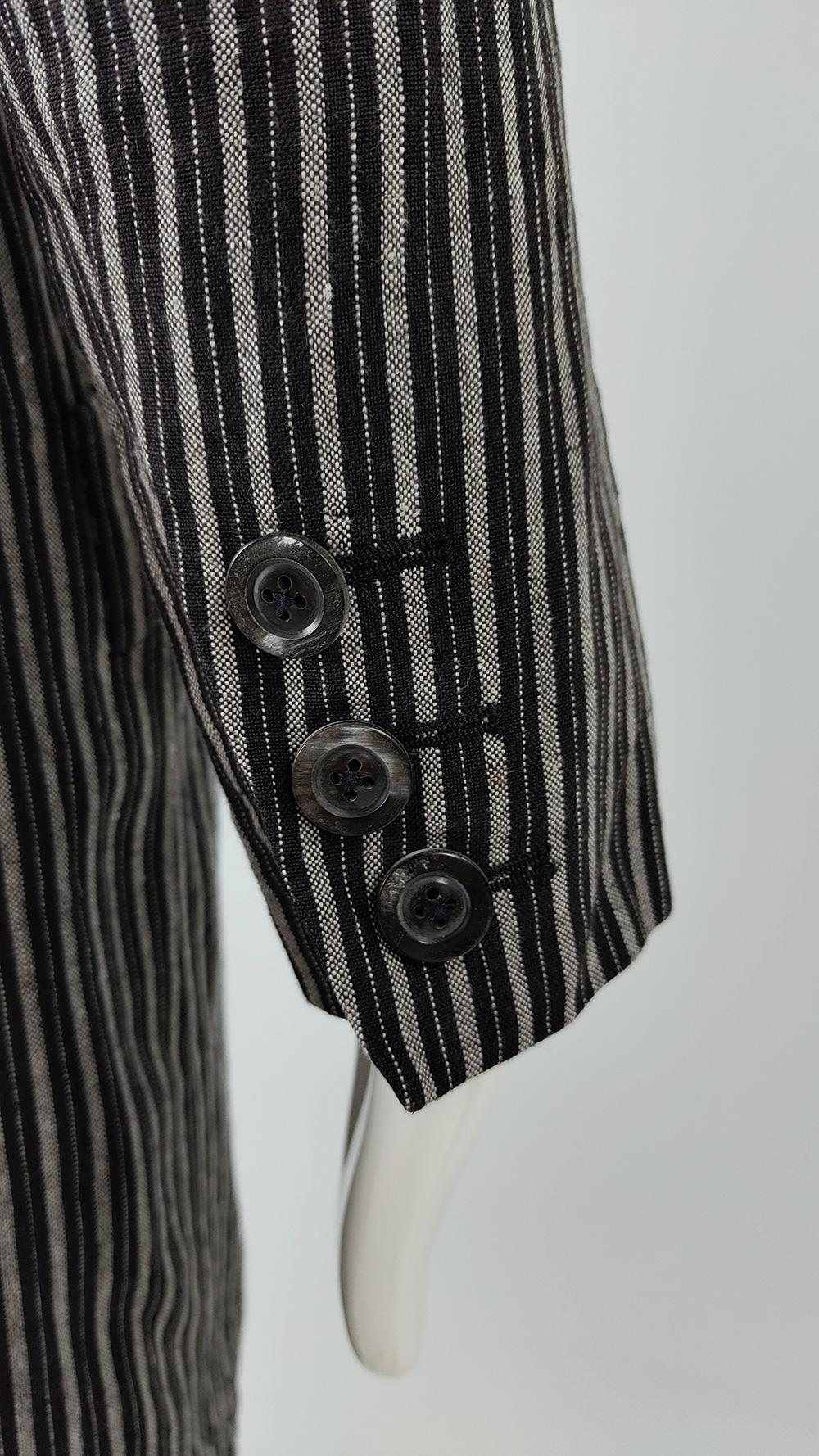 Yves Saint Laurent Vintage Rive Gauche 80s 90s Striped Linen Jacket Coat 4
