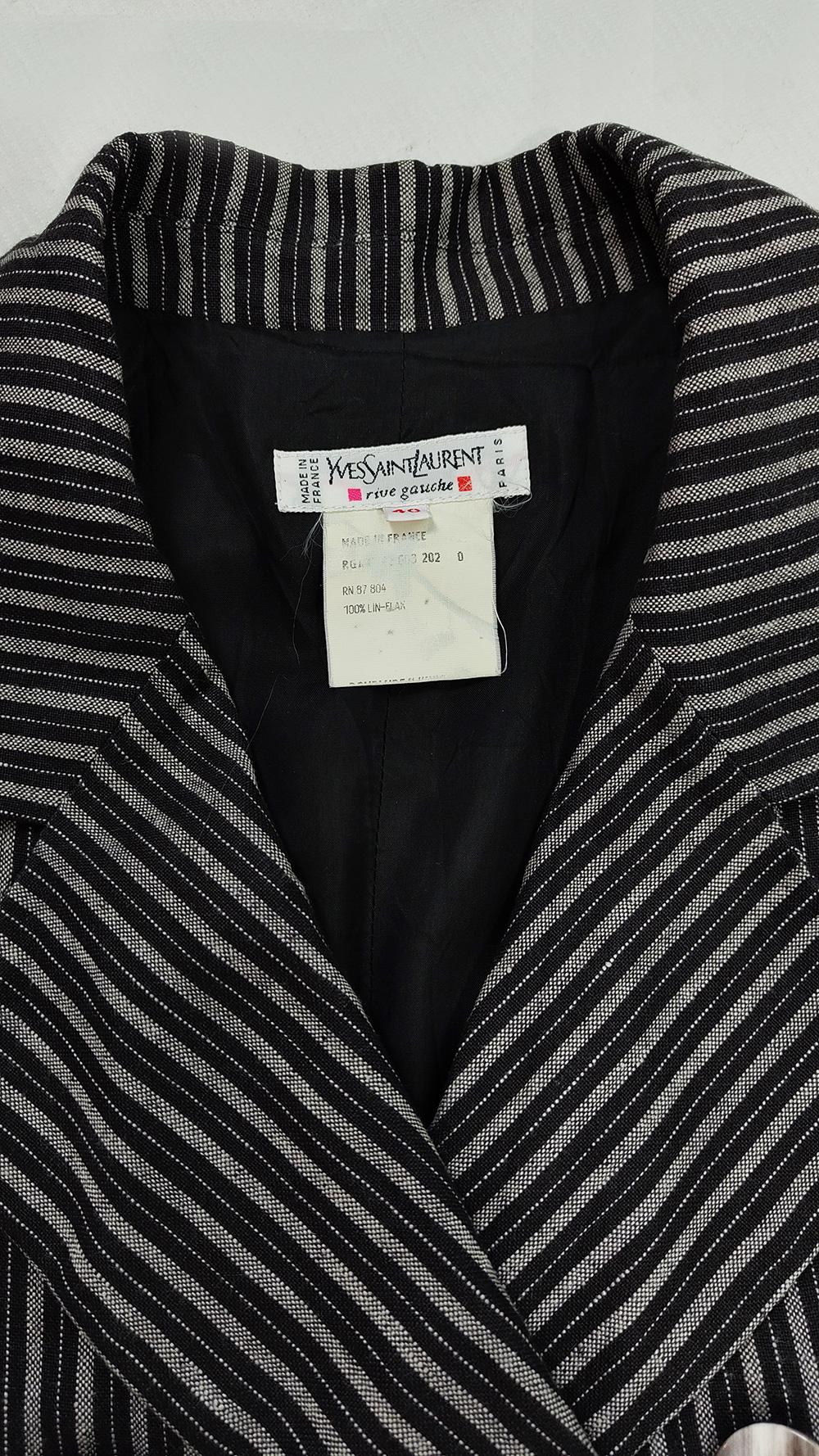 Yves Saint Laurent Vintage Rive Gauche 80s 90s Striped Linen Jacket Coat 5