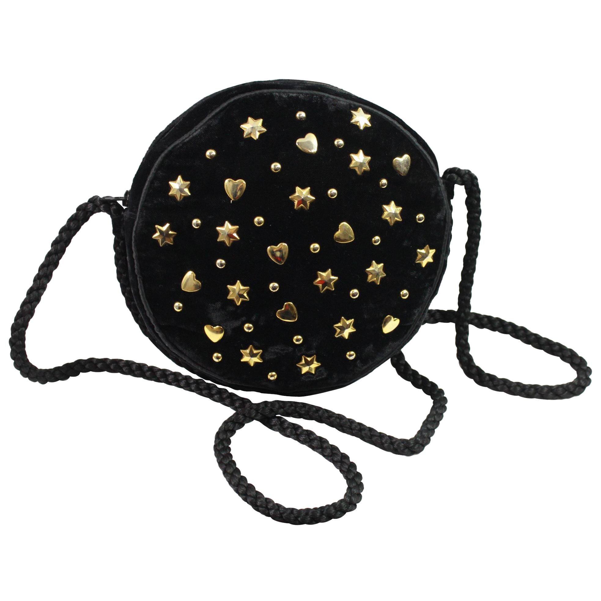 Yves Saint Laurent Vintage Rive Gauche Hearts & Stars Velvet Bag  For Sale