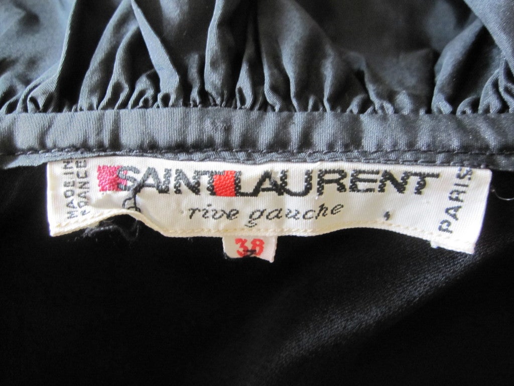 Yves Saint Laurent vintage ruffle one shoulder LBD sz 38 For Sale 2