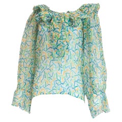 Yves Saint Laurent Vintage S/S 1983 Blusa de seda con estampado abstracto