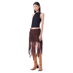 Yves Saint Laurent Vintage S/S 2002 Runway Brown Mombasa Silk Safari Skirt