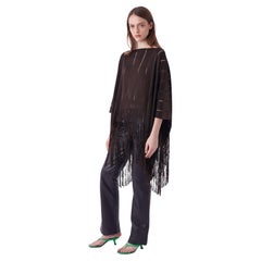 Yves Saint Laurent Vintage S/S 2002 Brauner Seidenponcho mit Fransen