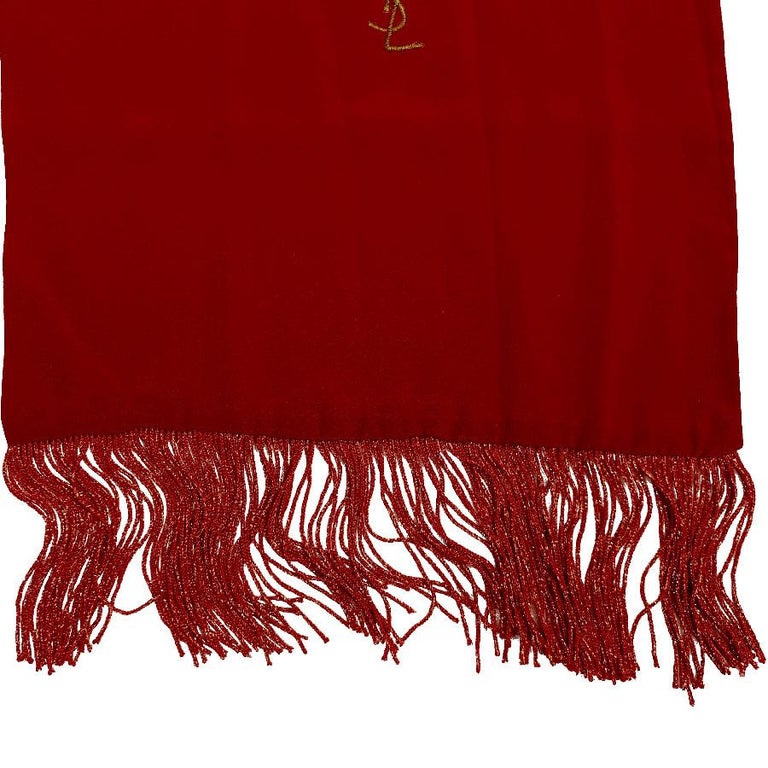 YVES SAINT LAURENT Vintage Scarf in Red Silk with Fringes For Sale at ...