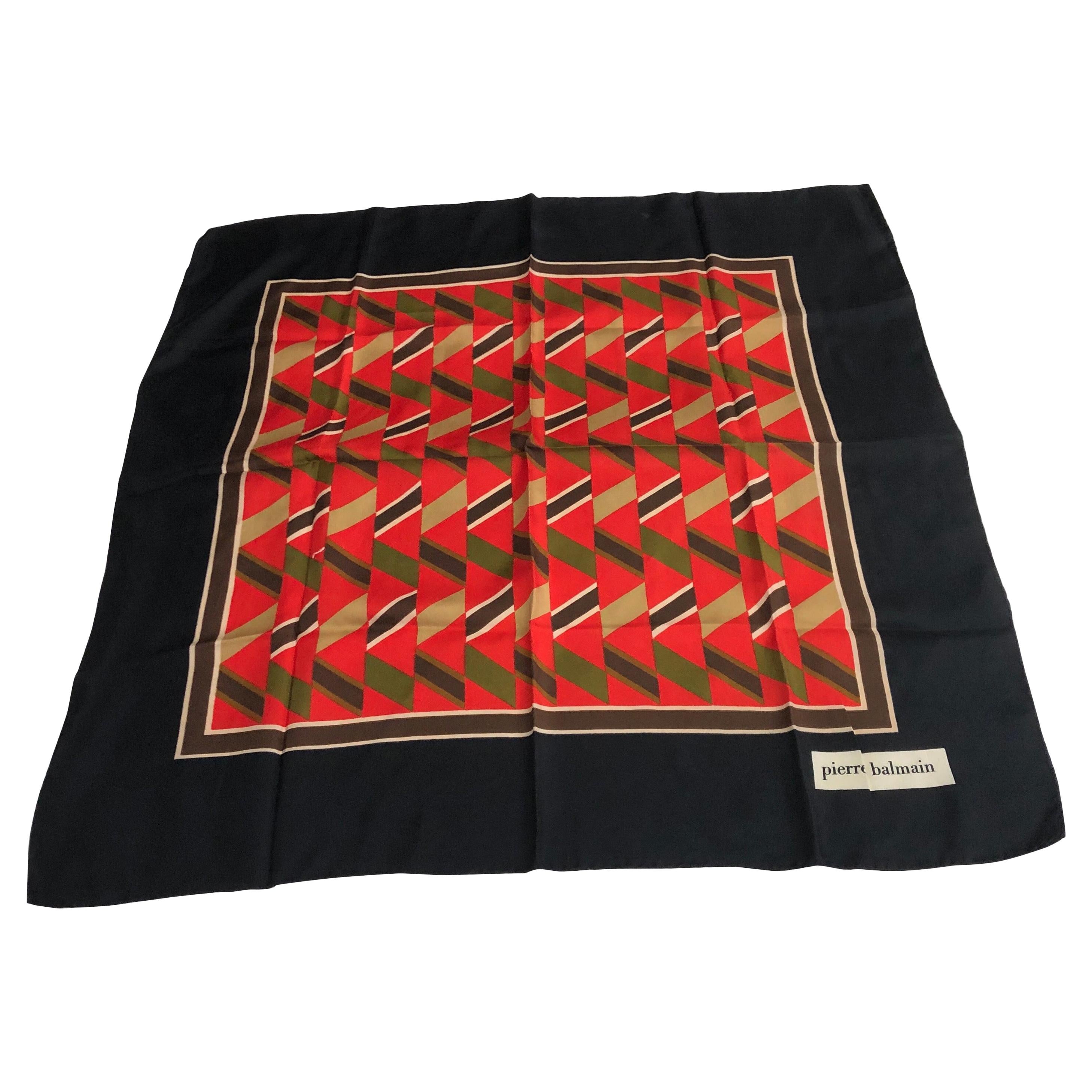 1970s Vintage Pierre Balmain Silk French Foulard For Sale