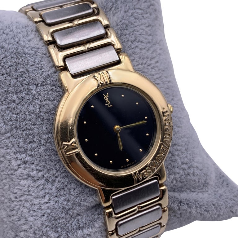 Yves Saint Laurent Vintage Silver Gold Round Watch 4620 E60957 Y