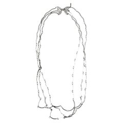Yves Saint Laurent Vintage Silver Metal Multi Strand Necklace