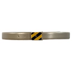 YVES SAINT LAURENT Vintage Size 37 Grey Silver Leather Belt