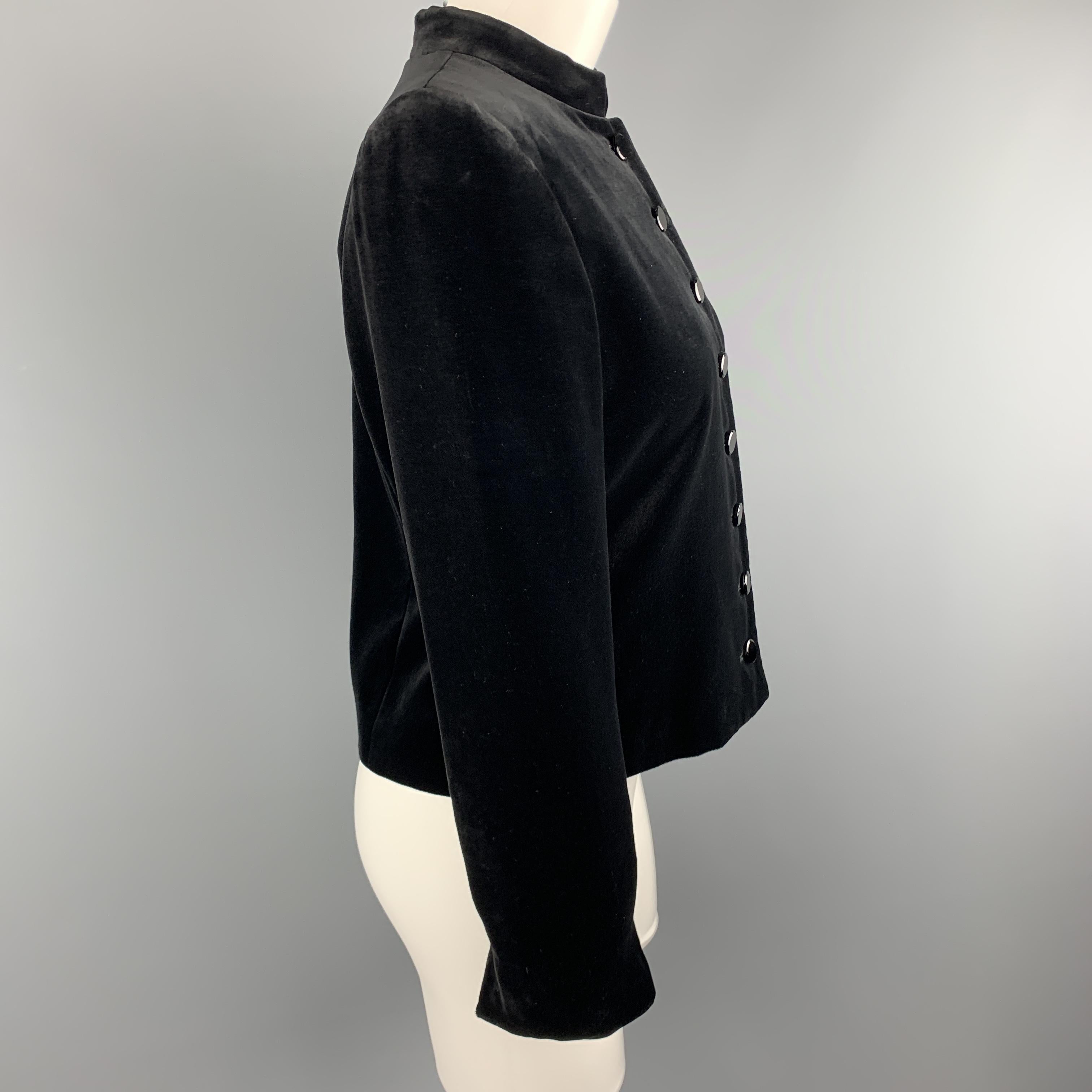 YVES SAINT LAURENT Vintage Size 6 Black Velvet Band Collar Jacket In Excellent Condition In San Francisco, CA