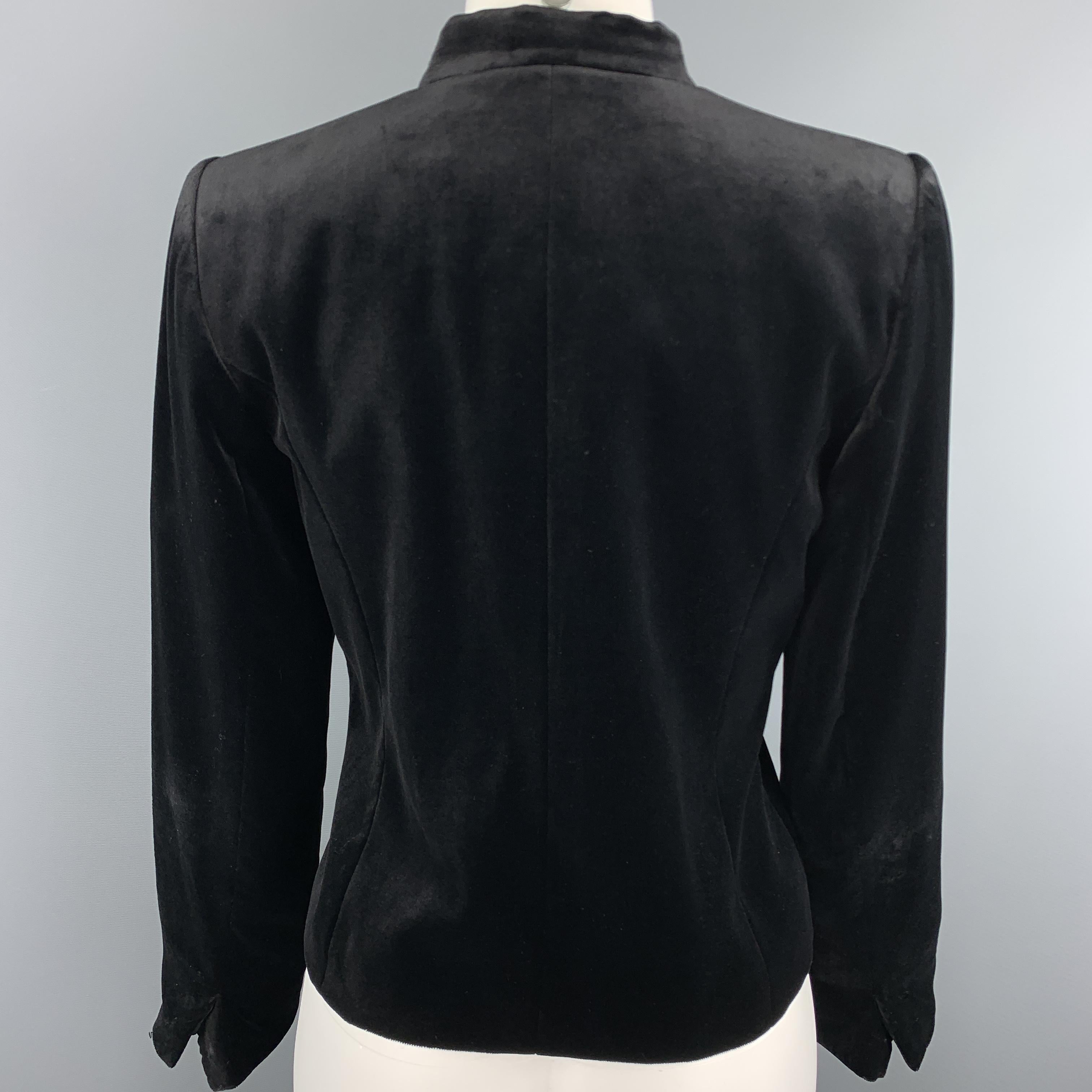 Women's YVES SAINT LAURENT Vintage Size 6 Black Velvet Band Collar Jacket