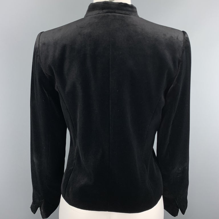 YVES SAINT LAURENT Vintage Size 6 Black Velvet Band Collar Jacket at ...