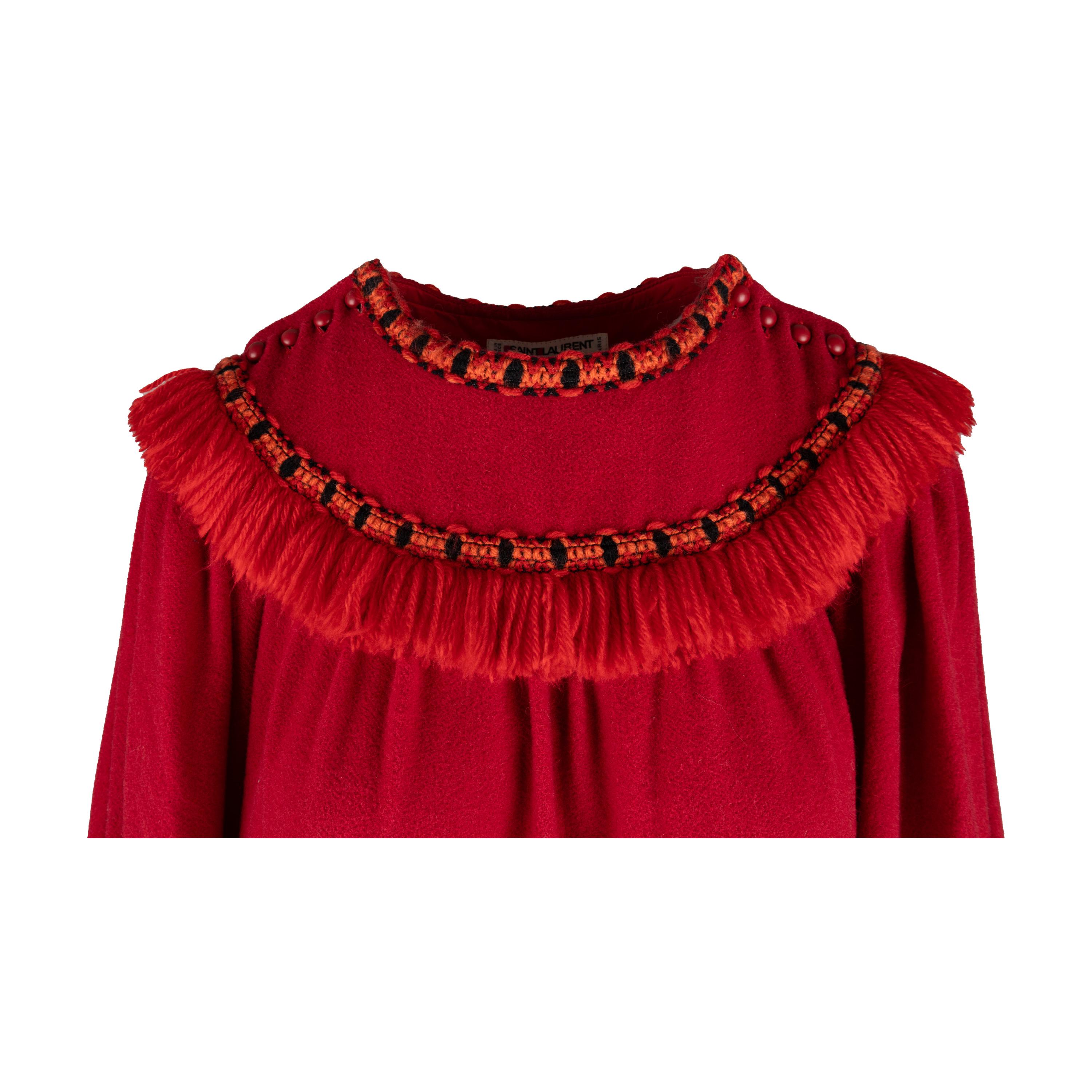 Yves Saint Laurent Vintage Smock dress with Fringe - '70s For Sale 1