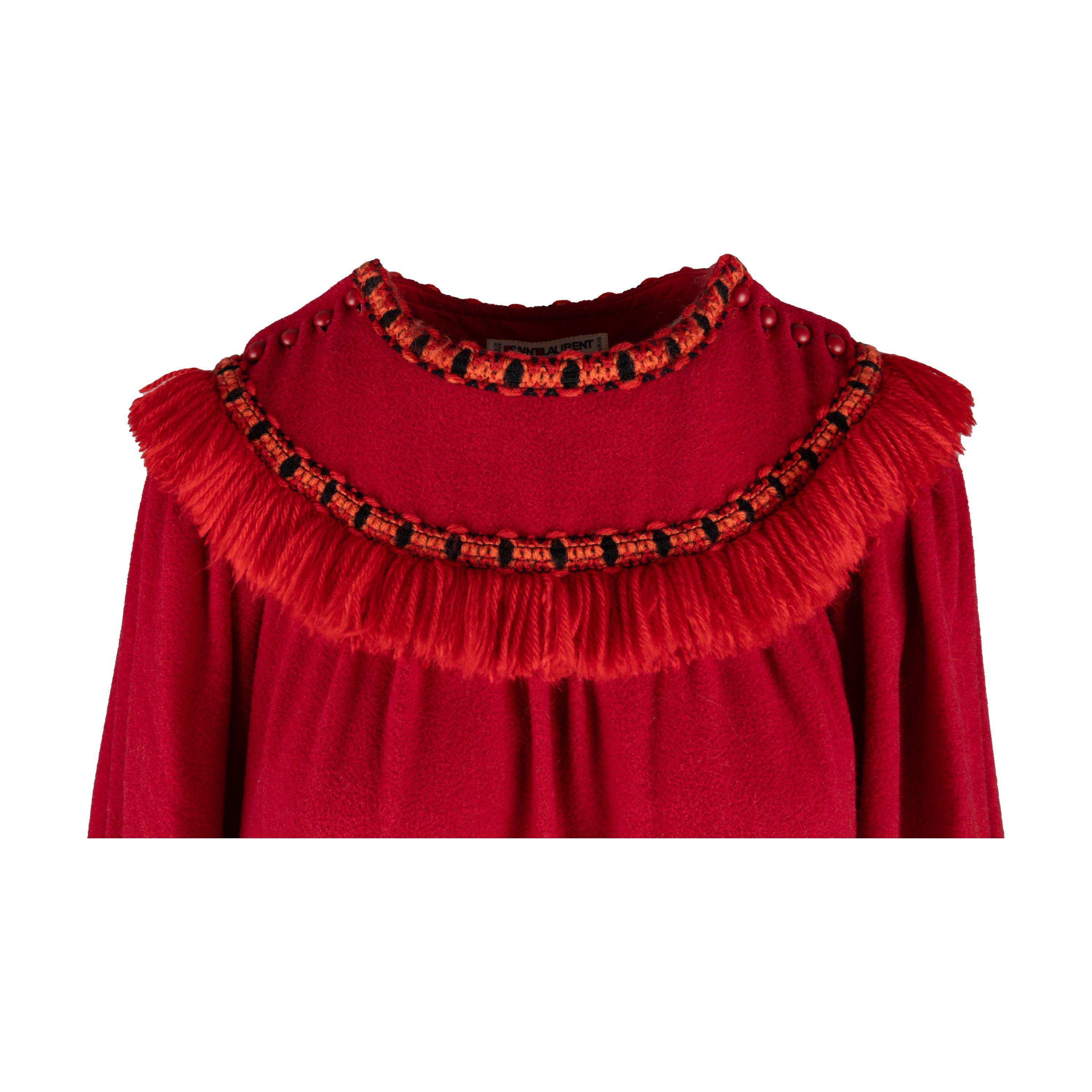 Yves Saint Laurent Vintage Smock dress with Fringe - '70s For Sale 2