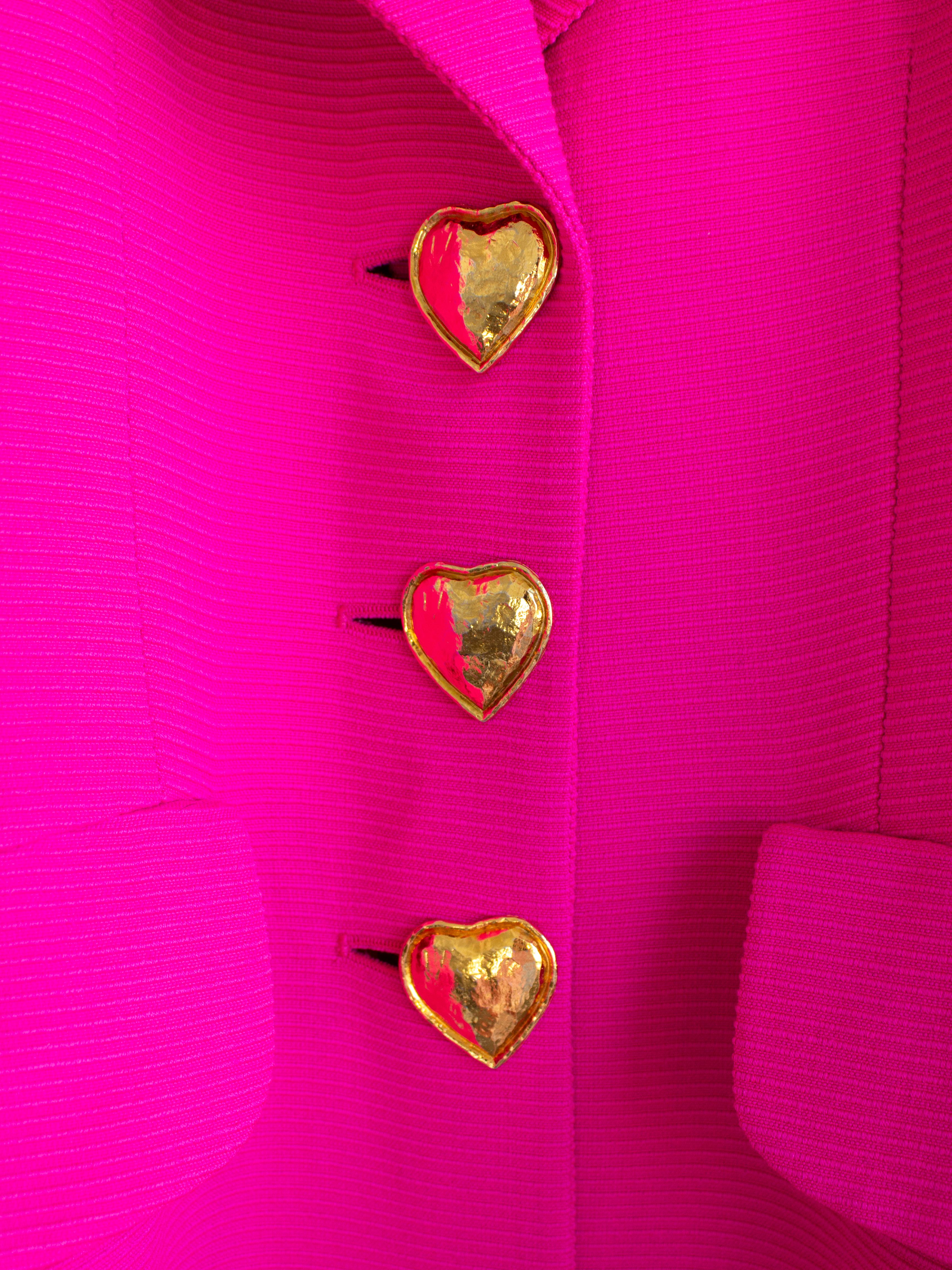 Yves Saint Laurent Vintage Spring/Summer 1995 Barbie Pink Gold Hearts Jacket For Sale 6