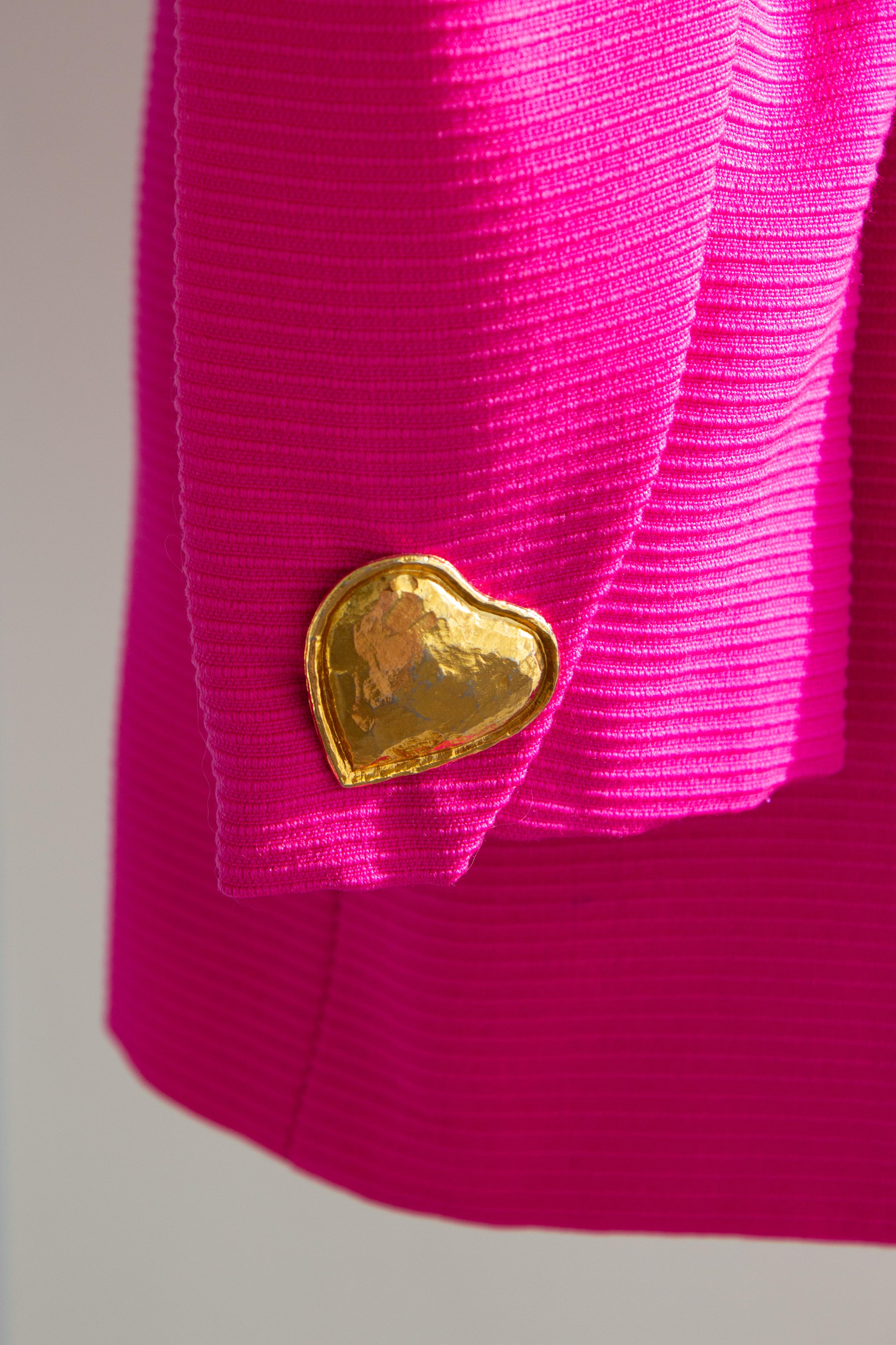 Yves Saint Laurent Vintage Frühjahr/Sommer 1995 Barbie Rosa Gold Herze Jacke im Angebot 5