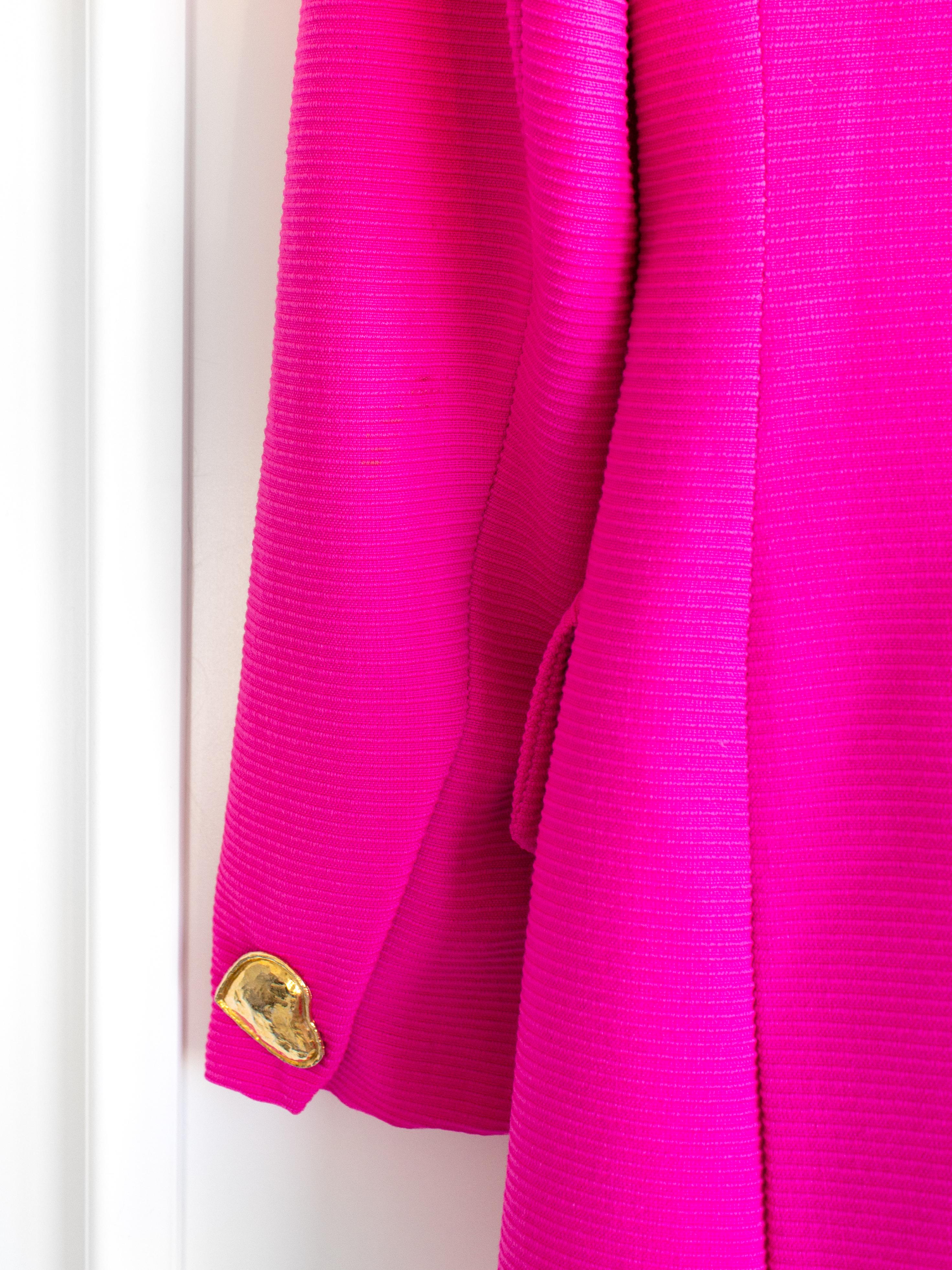 Yves Saint Laurent Vintage Spring/Summer 1995 Barbie Pink Gold Hearts Jacket For Sale 6