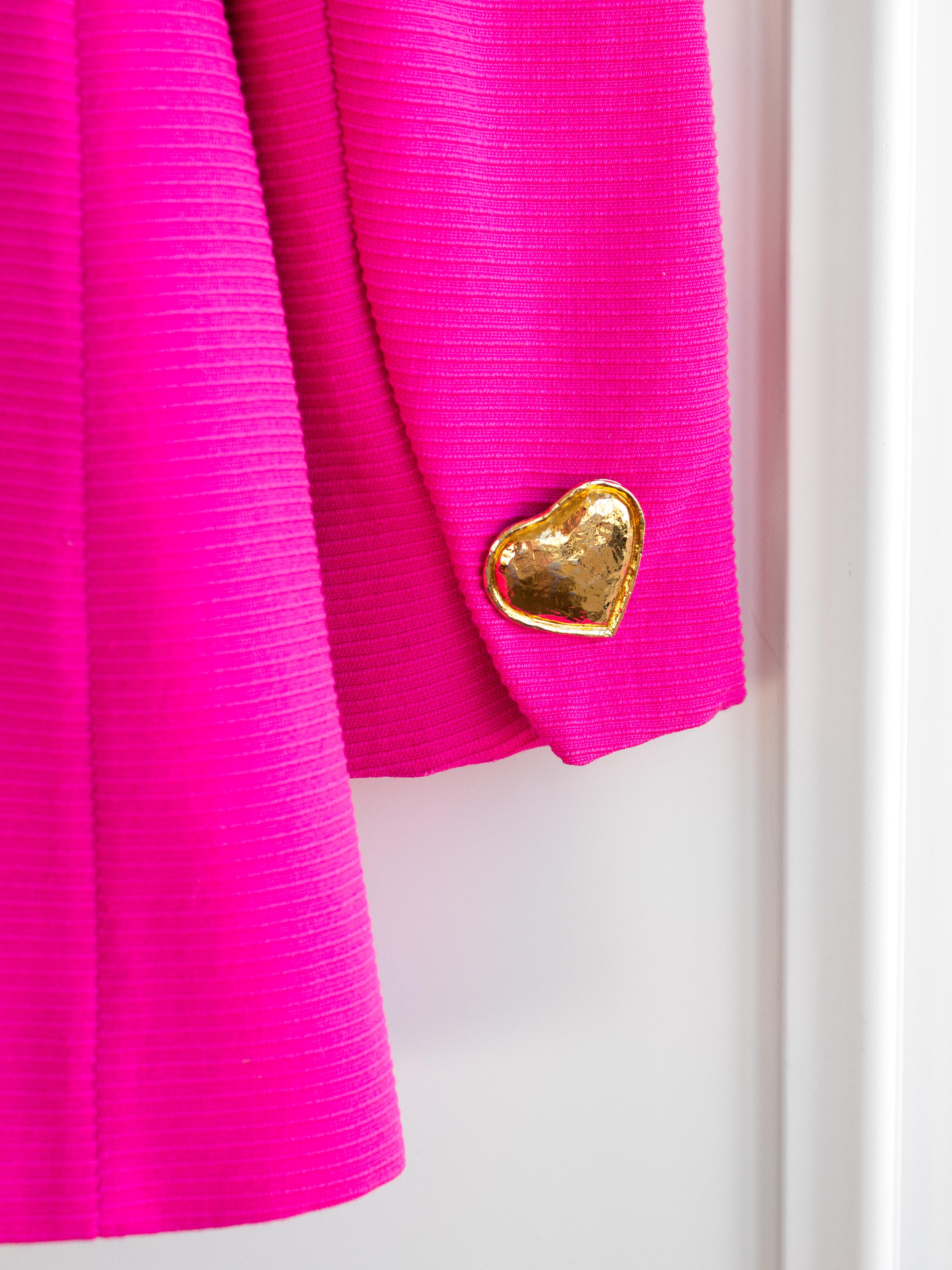 Yves Saint Laurent Vintage Spring/Summer 1995 Barbie Pink Gold Hearts Jacket For Sale 8