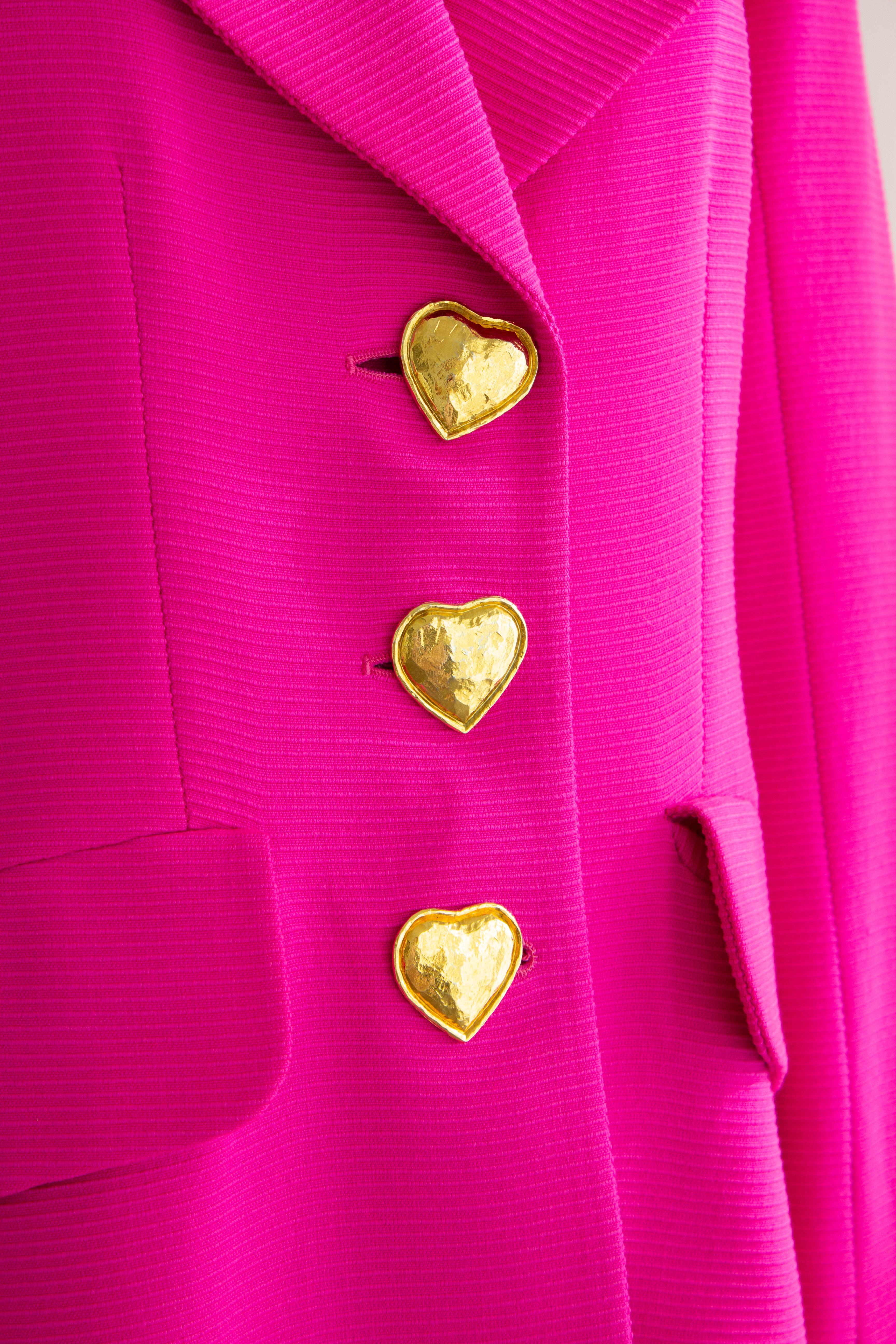 Yves Saint Laurent Vintage Frühjahr/Sommer 1995 Barbie Rosa Gold Herze Jacke Damen im Angebot