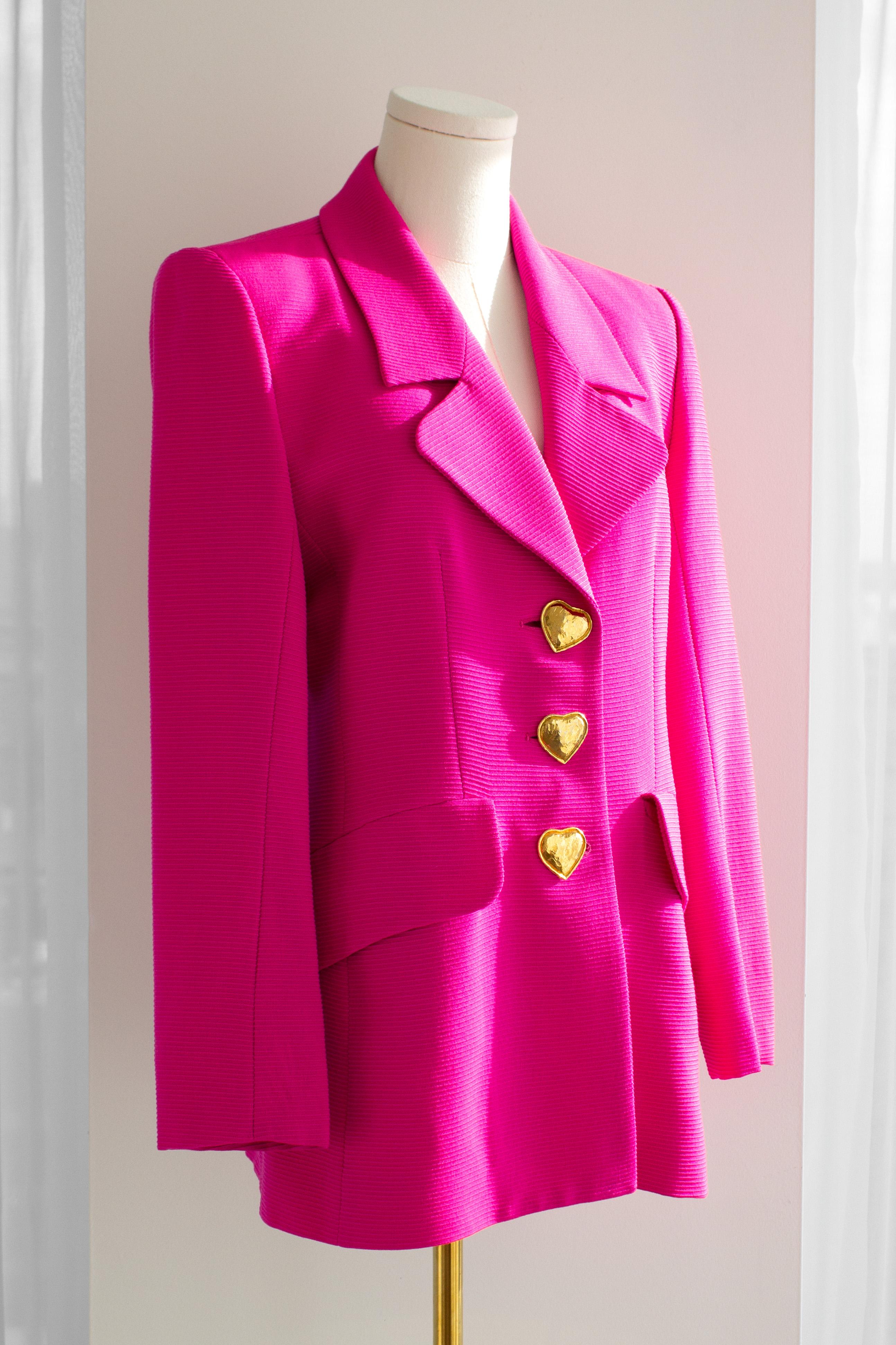 Yves Saint Laurent Vintage Frühjahr/Sommer 1995 Barbie Rosa Gold Herze Jacke im Angebot 2
