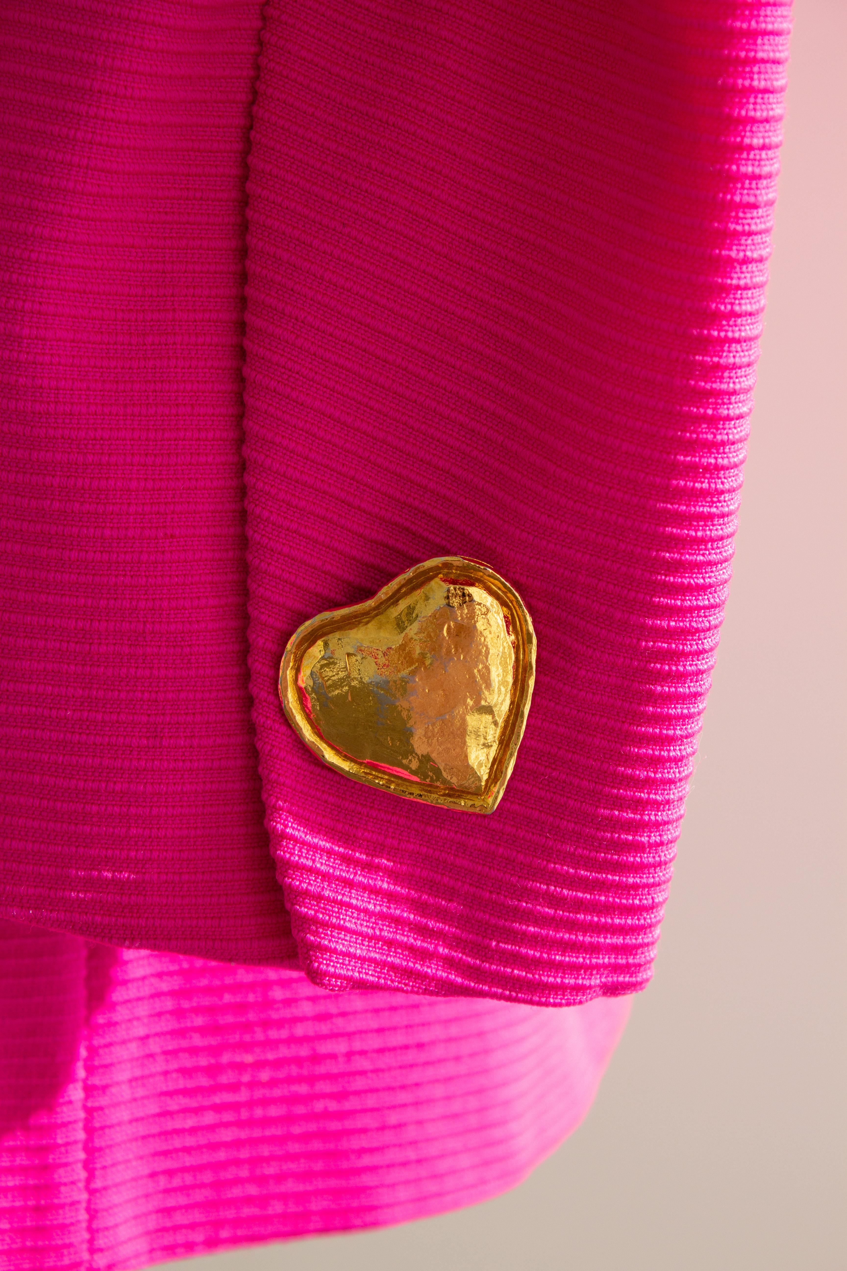Yves Saint Laurent Vintage Frühjahr/Sommer 1995 Barbie Rosa Gold Herze Jacke im Angebot 4