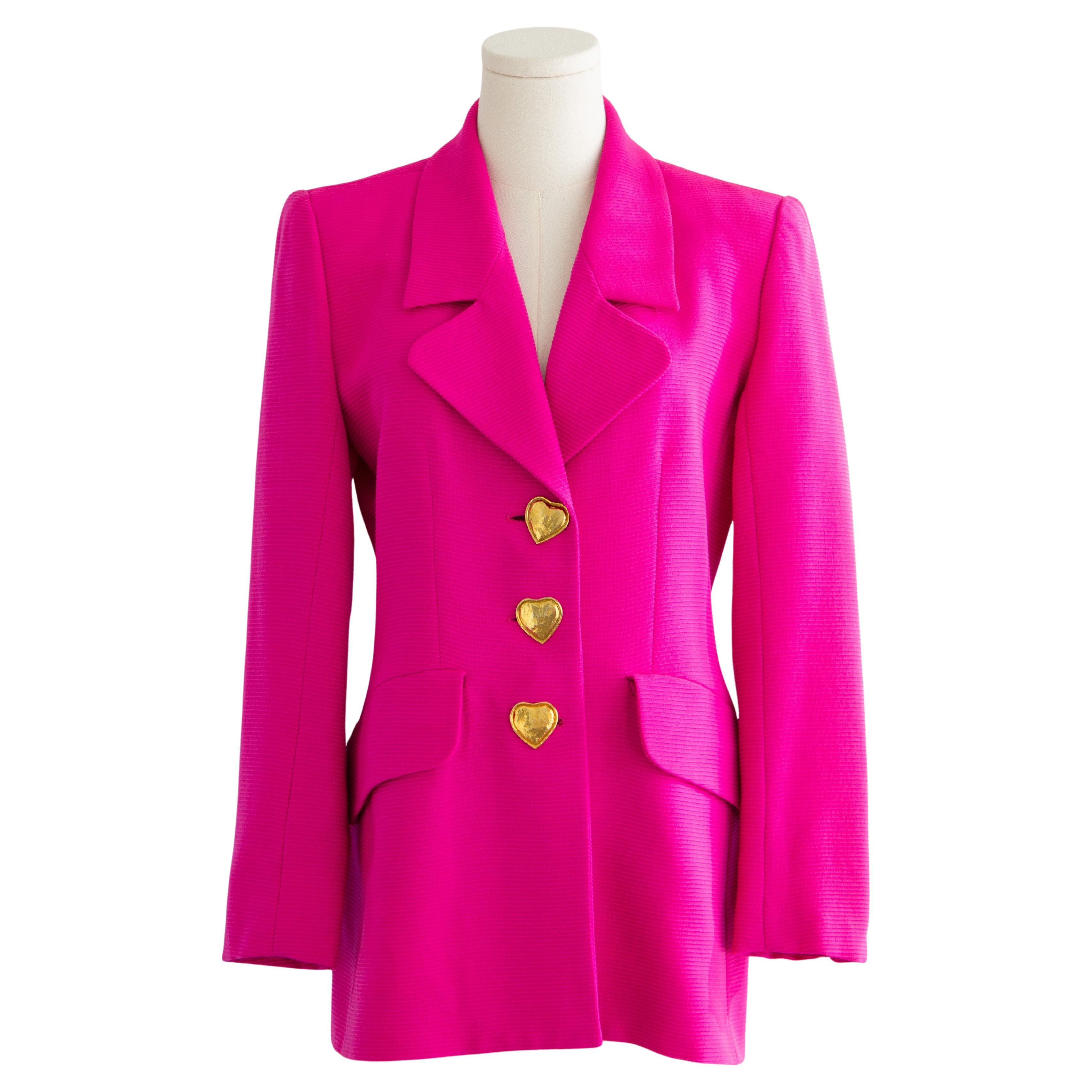 Yves Saint Laurent Vintage Spring/Summer 1995 Barbie Pink Gold Hearts Jacket