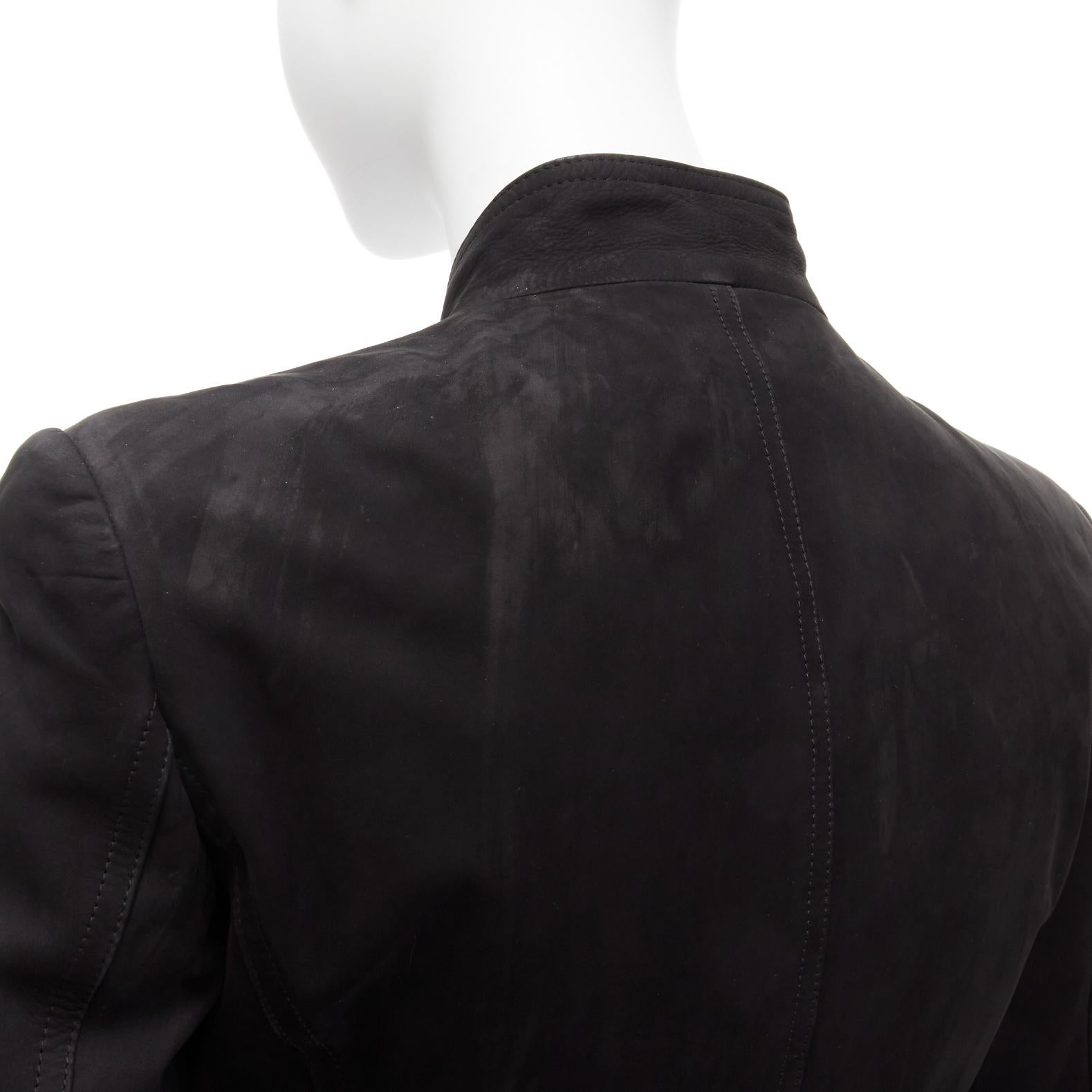 YVES SAINT LAURENT Vintage Stefano Pilati leather ruffle fitted jacket FR36 S 7