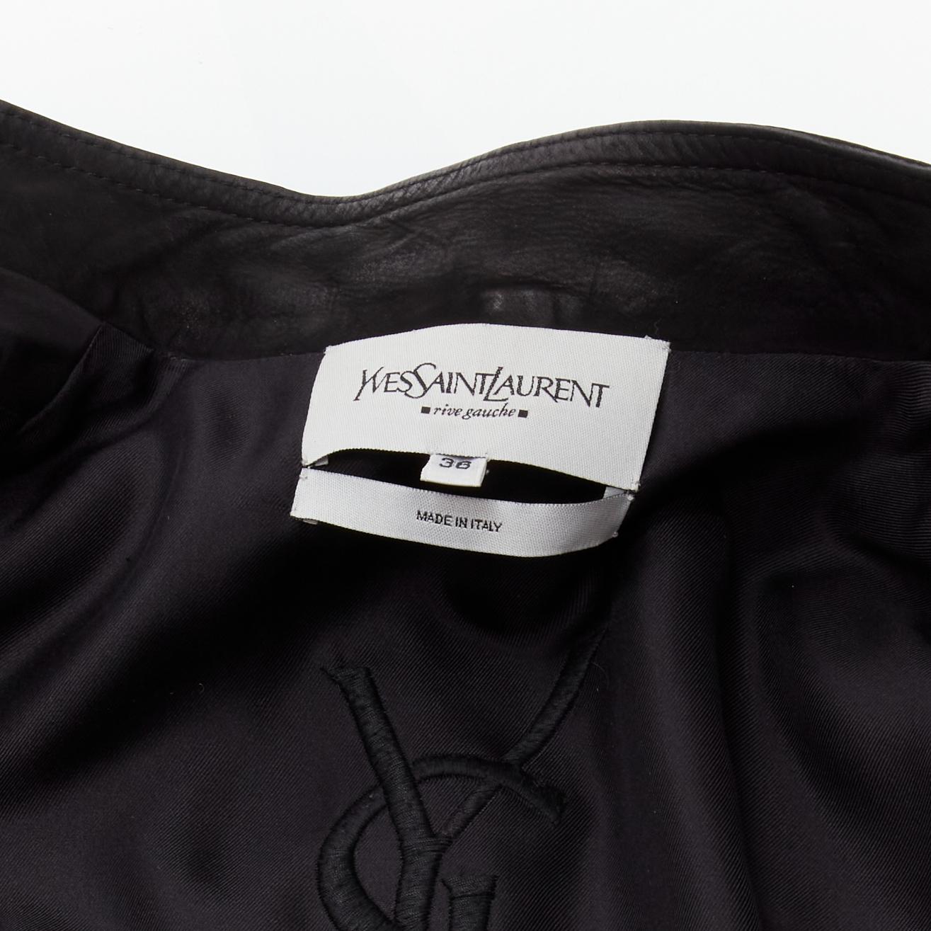 YVES SAINT LAURENT Vintage Stefano Pilati leather ruffle fitted jacket FR36 S 8