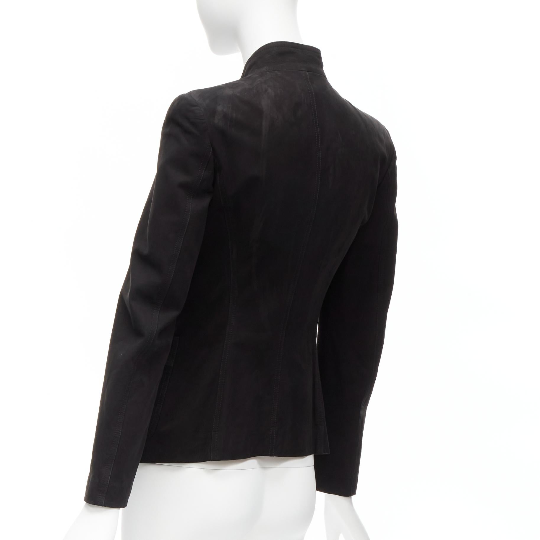 YVES SAINT LAURENT Vintage Stefano Pilati leather ruffle fitted jacket FR36 S 4