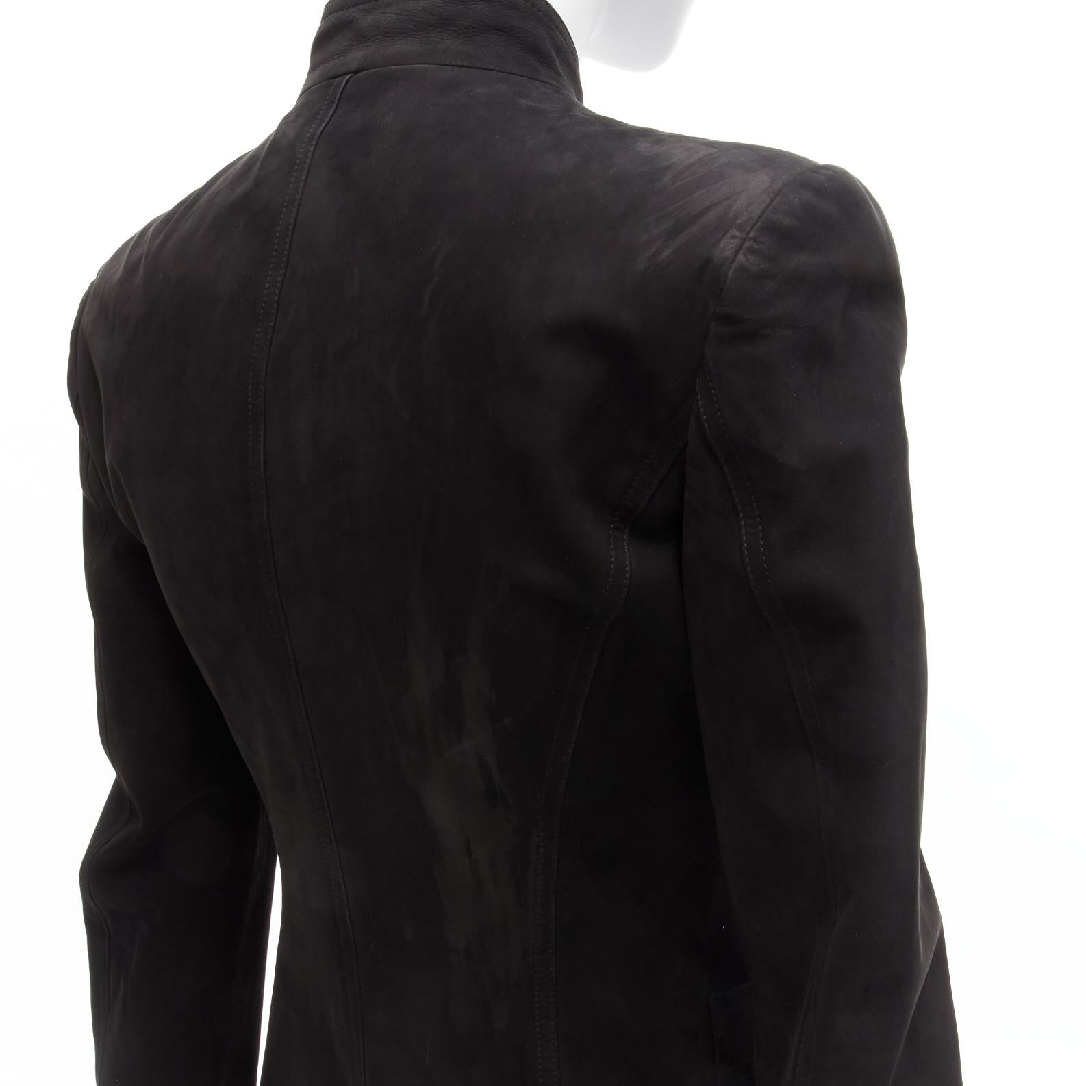YVES SAINT LAURENT Vintage Stefano Pilati leather ruffle fitted jacket FR36 S 6