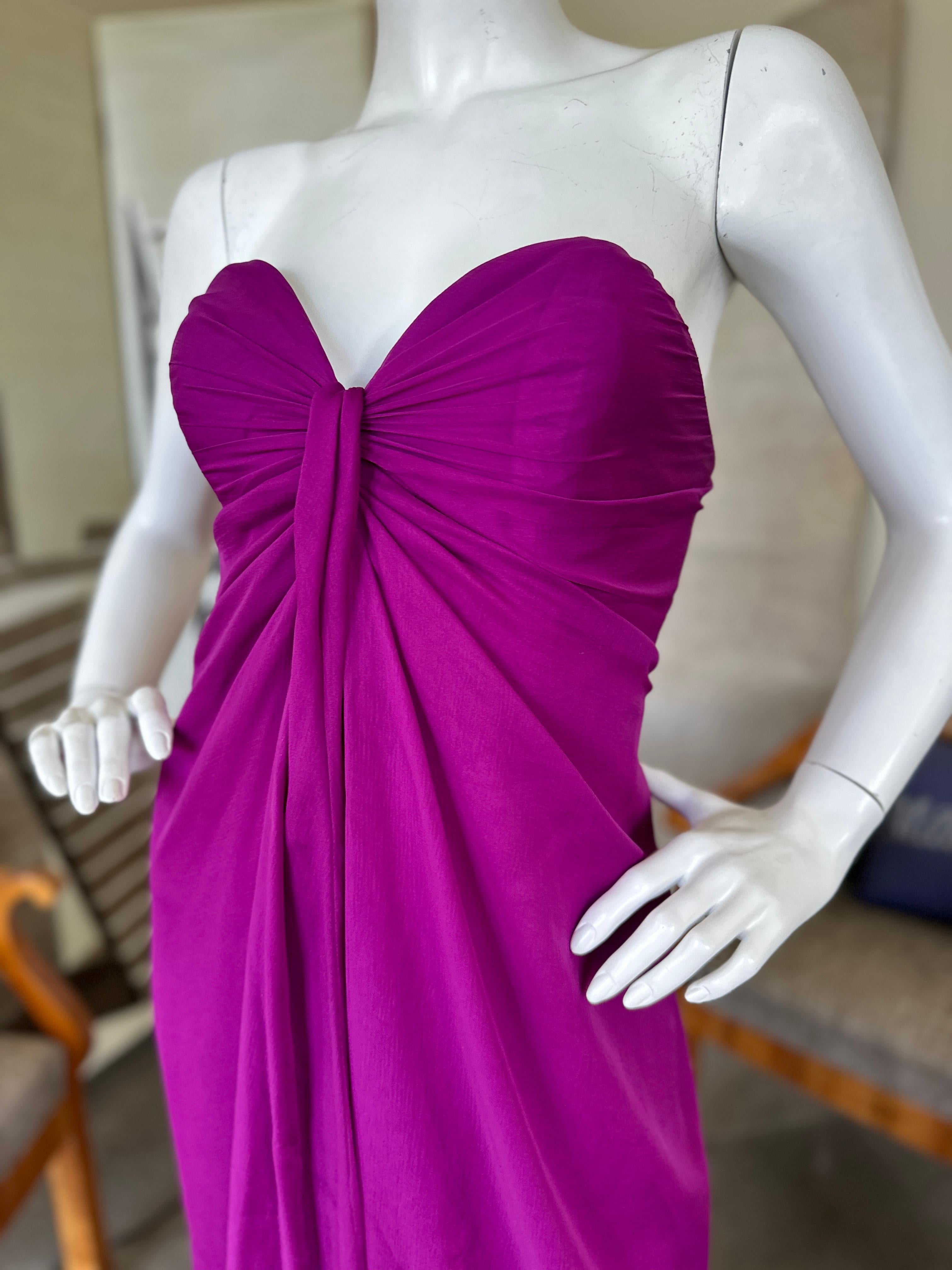 Yves Saint Laurent Vintage Strapless Purple Silk Cocktail Dress w Inner Corset  In Excellent Condition For Sale In Cloverdale, CA