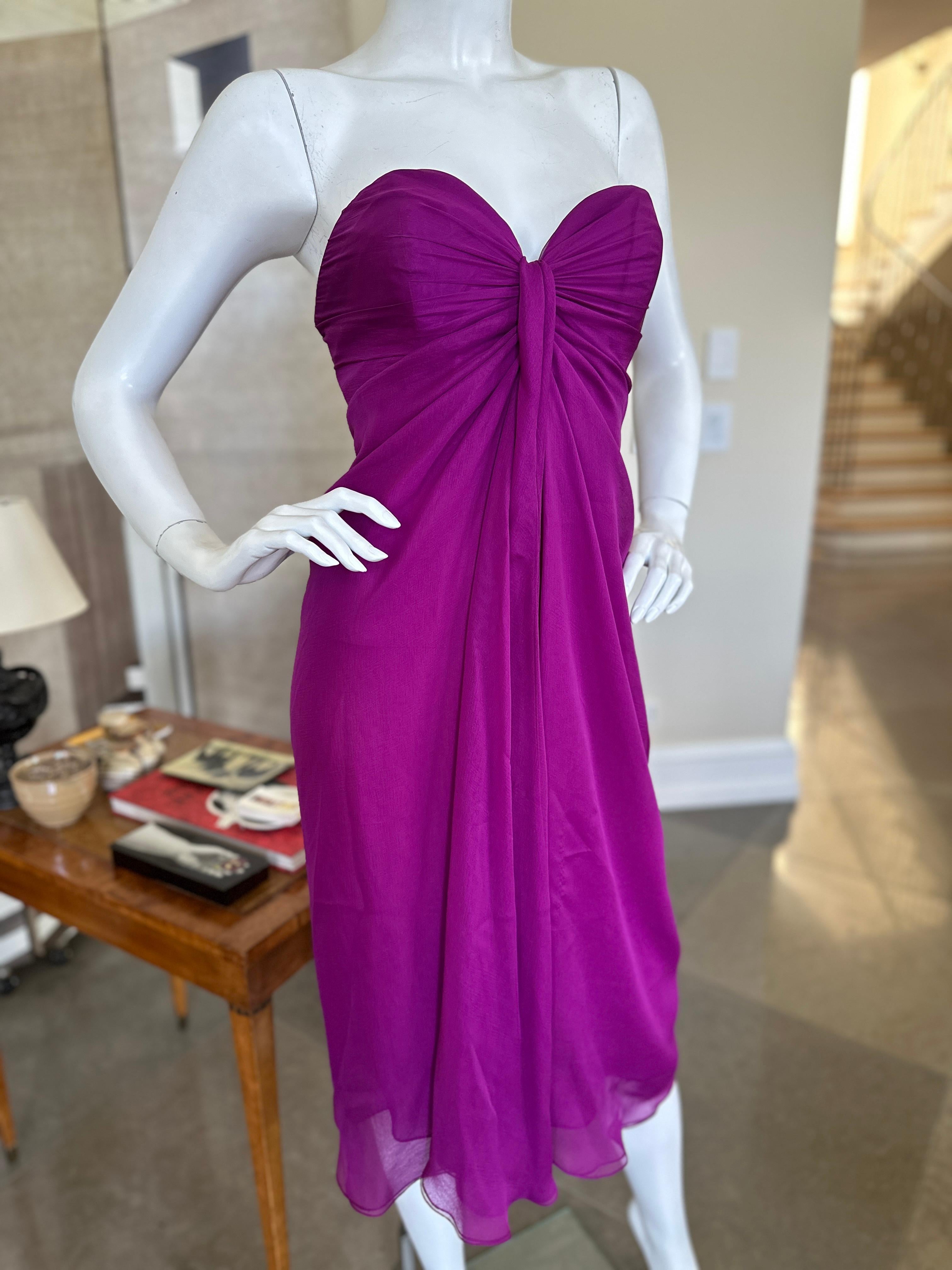 Yves Saint Laurent Vintage Strapless Purple Silk Cocktail Dress w Inner Corset  For Sale 1