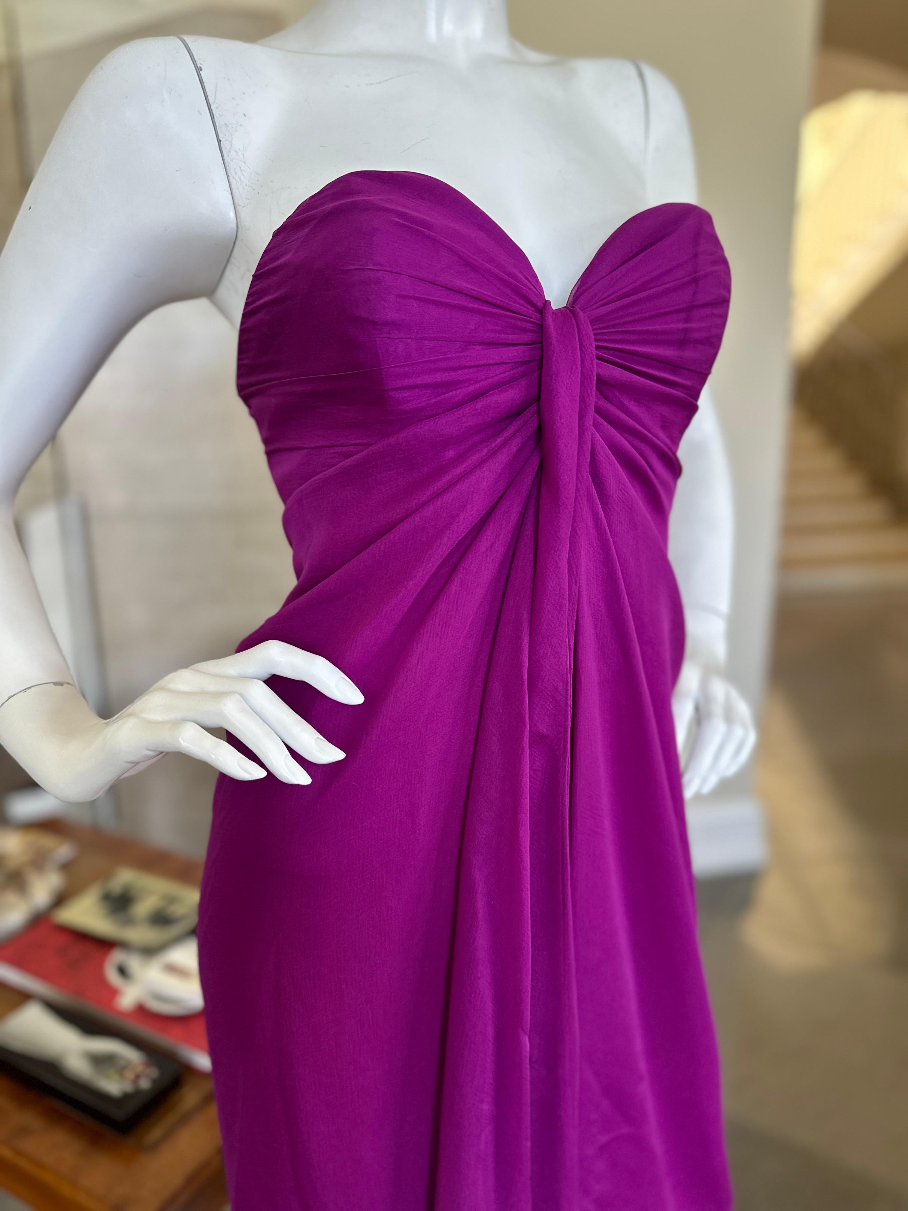 Yves Saint Laurent Vintage Strapless Purple Silk Cocktail Dress w Inner Corset  For Sale 2