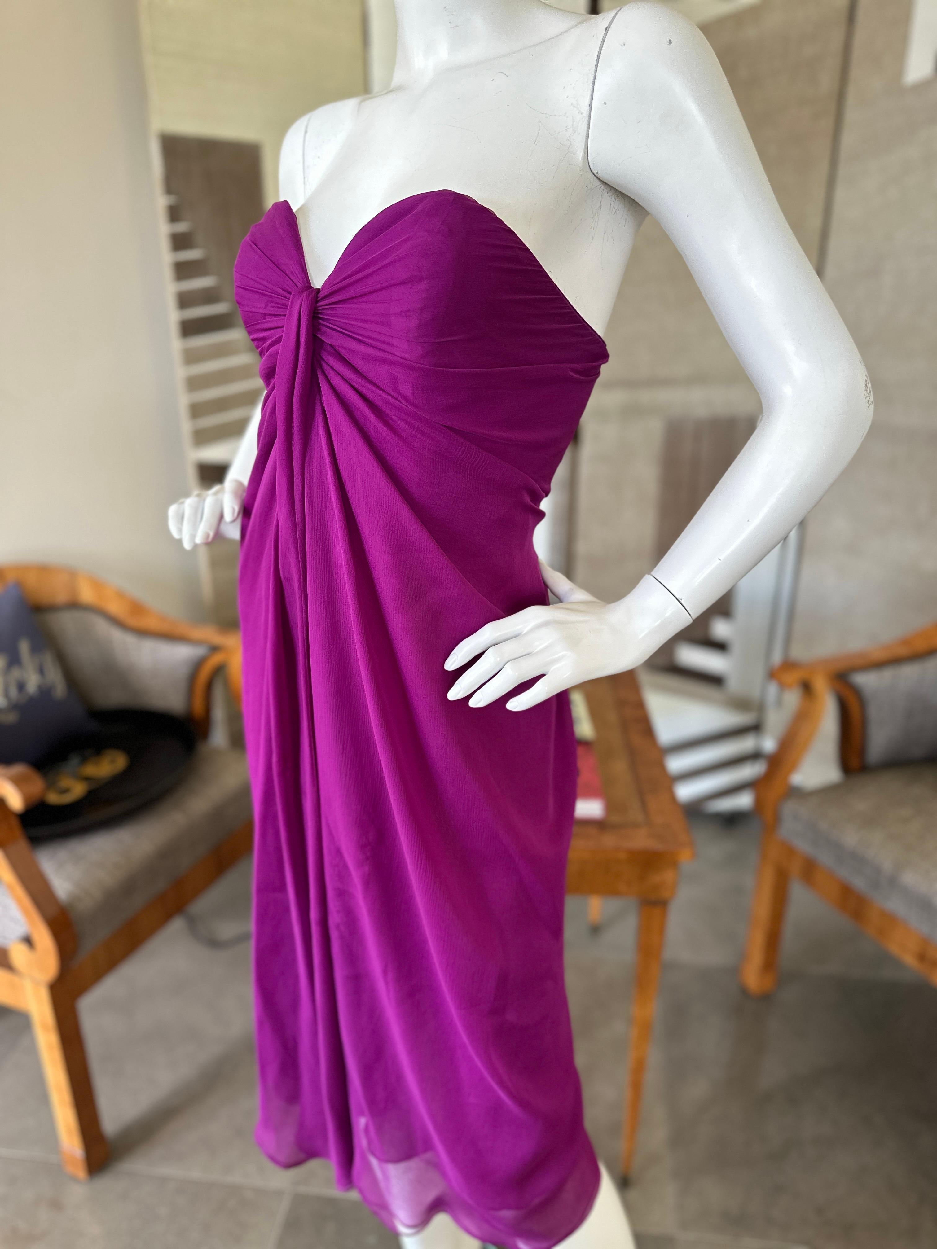 Yves Saint Laurent Vintage Strapless Purple Silk Cocktail Dress w Inner Corset  For Sale 3